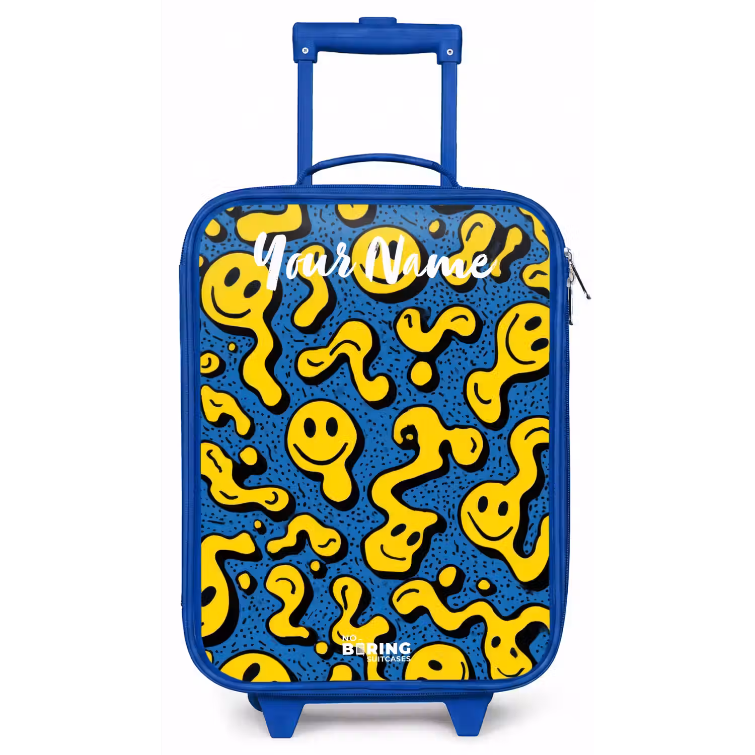 Smiley - Geel - Blauw Kinderkoffer - Blauw klein -zz3dotto