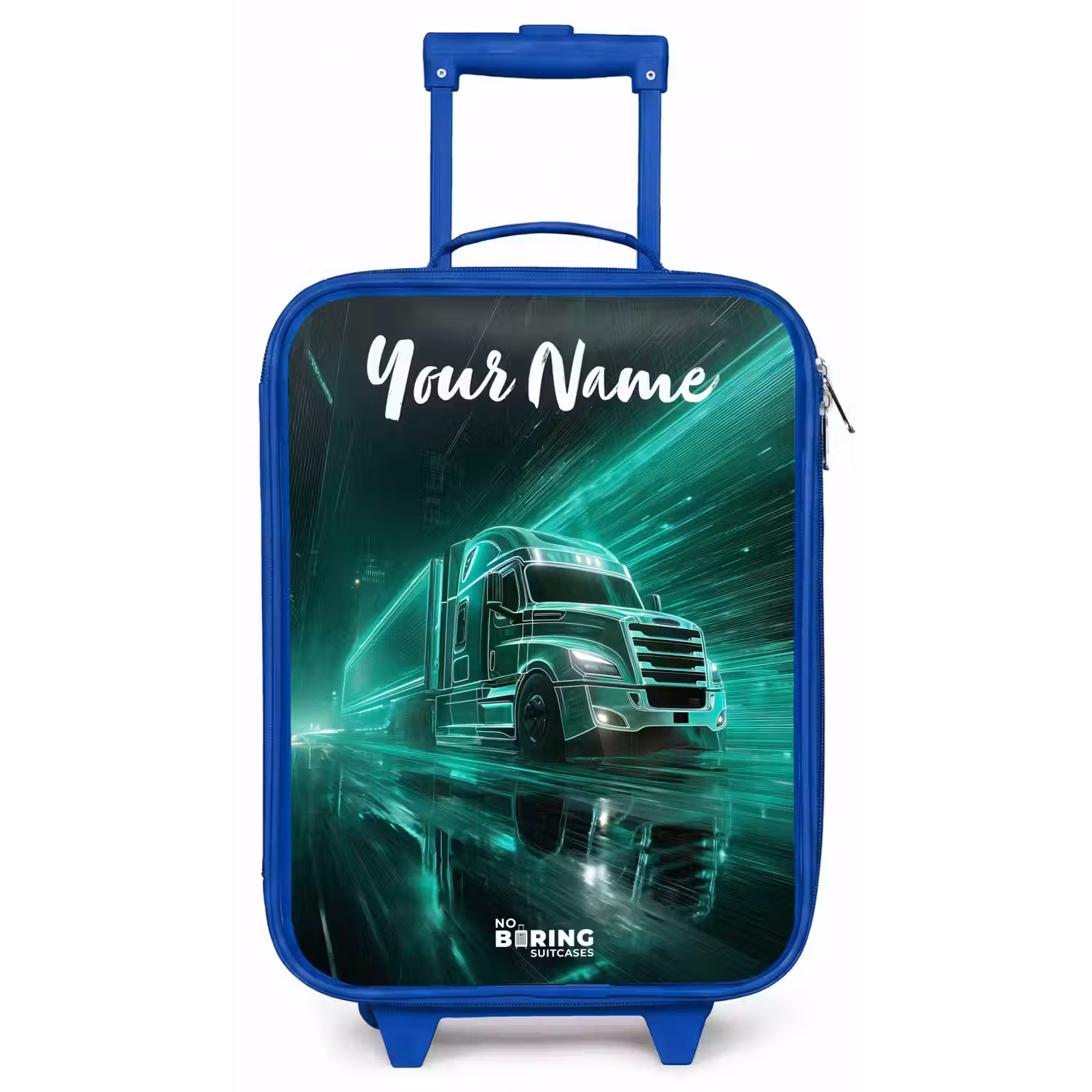 Vrachtwagen - Stad - Groen - Neon Kinderkoffer - Blauw klein -zz3dotto