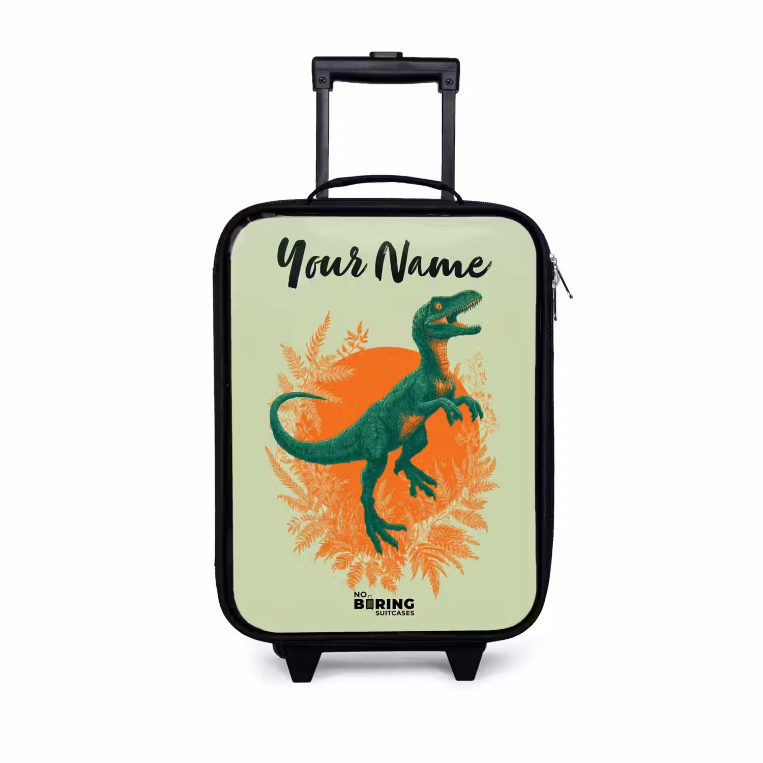 Dino - Natuur - Groen Kinderkoffer - Zwart klein -3d