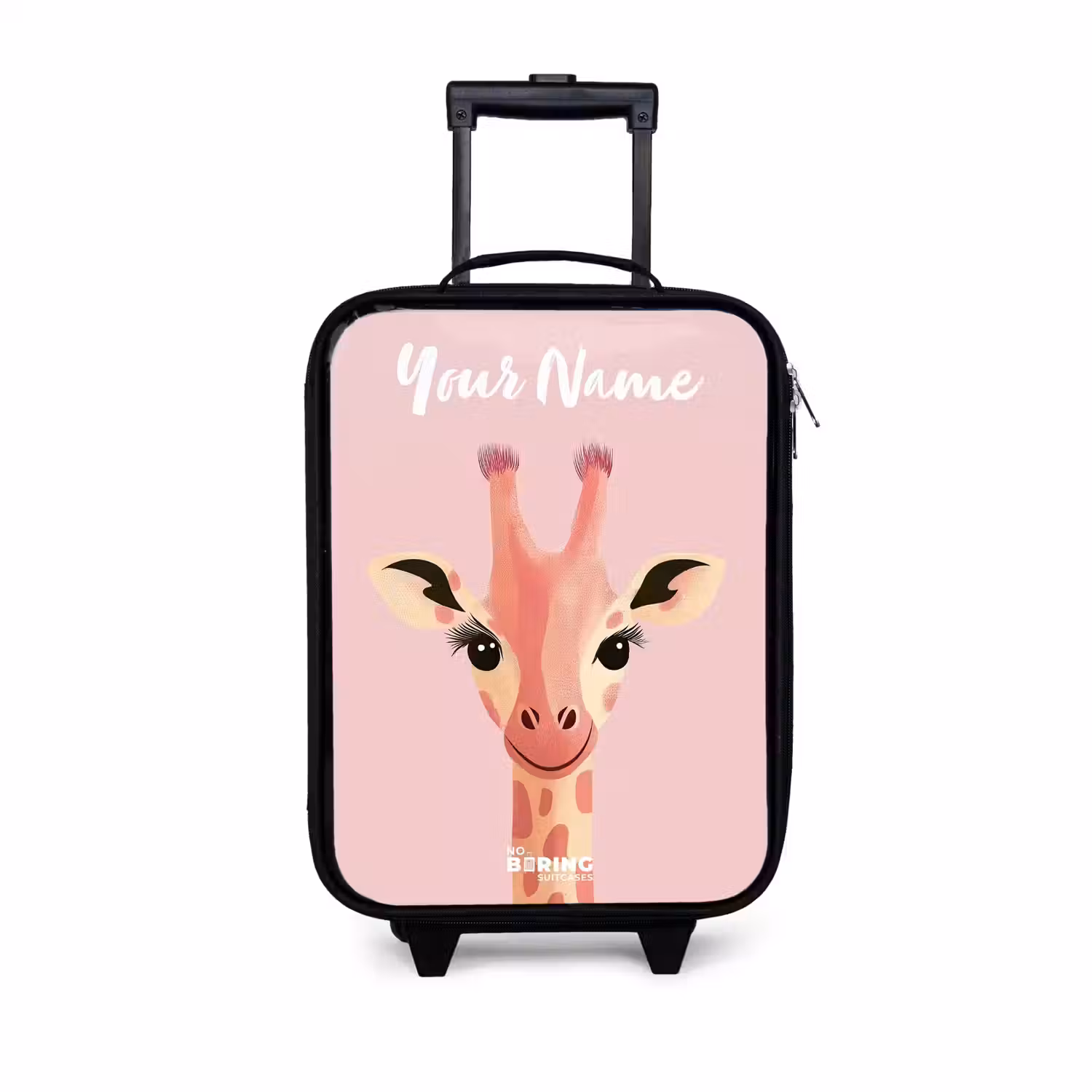 Giraffe - Wimpers - Minimalistisch - Roze Kinderkoffer - Zwart klein -3d
