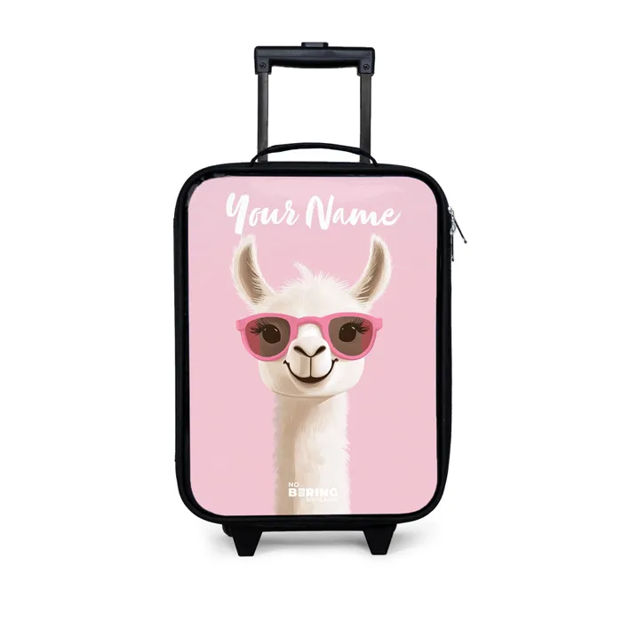 Lama - Wit - Zonnebril - Wimpers Kinderkoffer - Zwart klein -3d