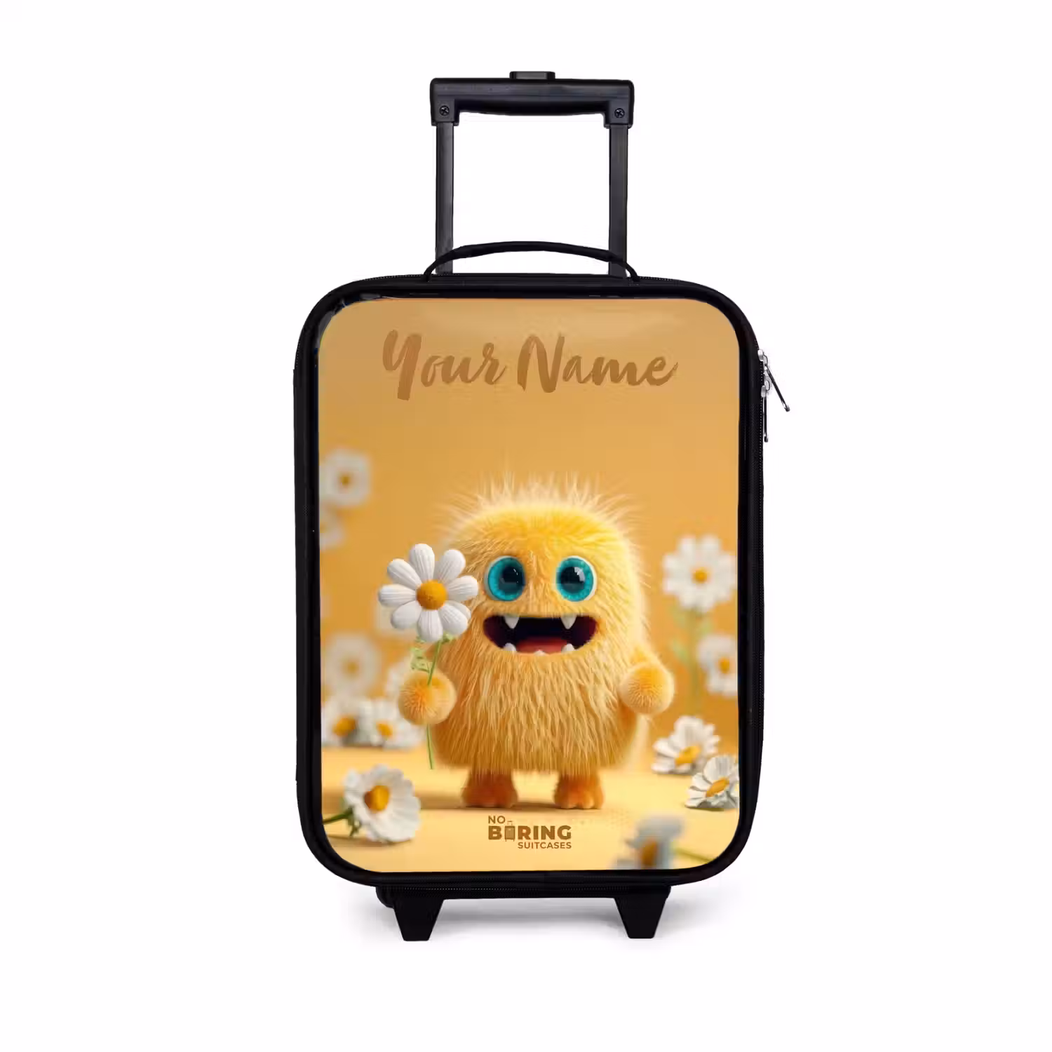 Monster - Wezen - Bloem - Geel Kinderkoffer - Zwart klein -3d