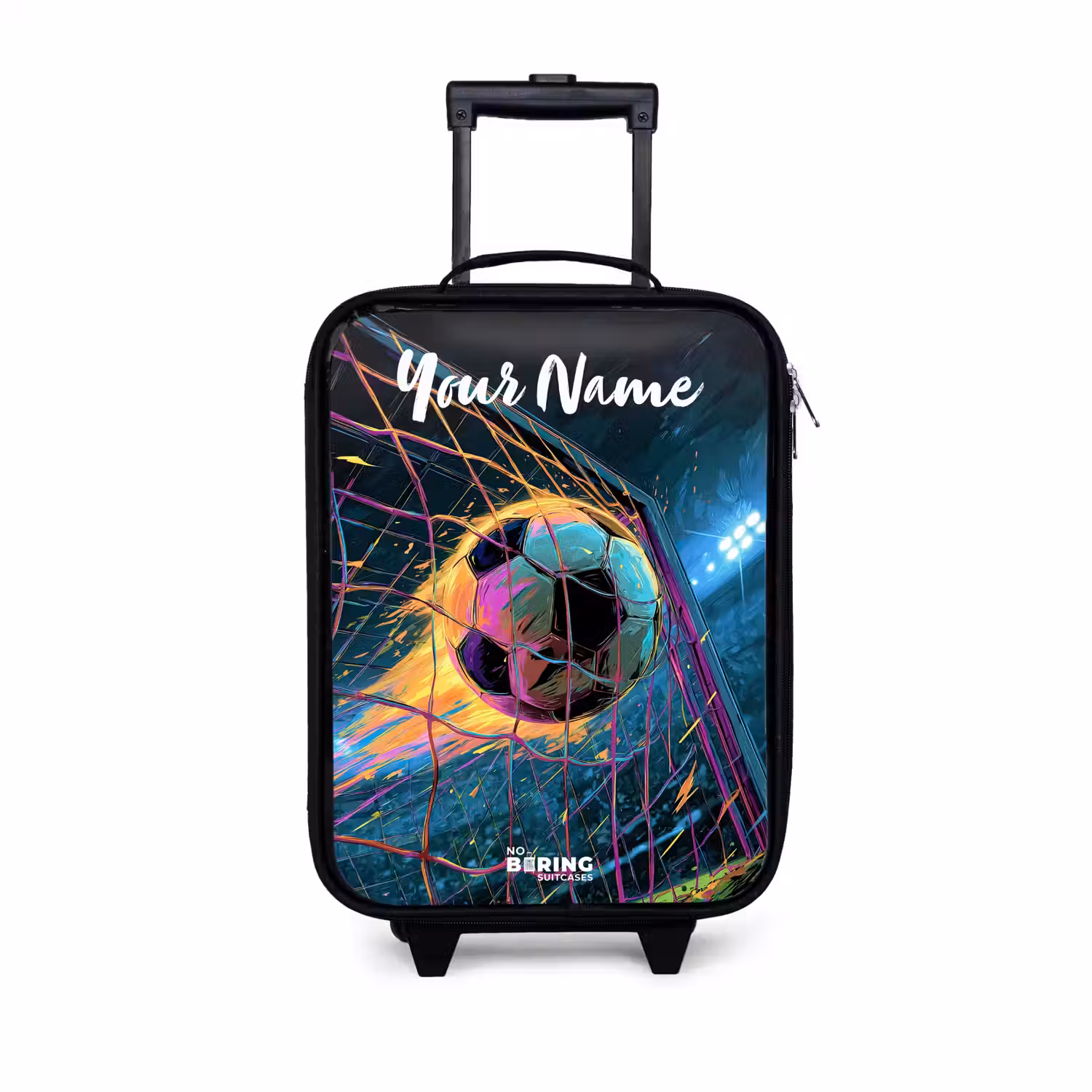 Neon - Net - Voetbal - Kleurrijk Kinderkoffer - Zwart klein -3d