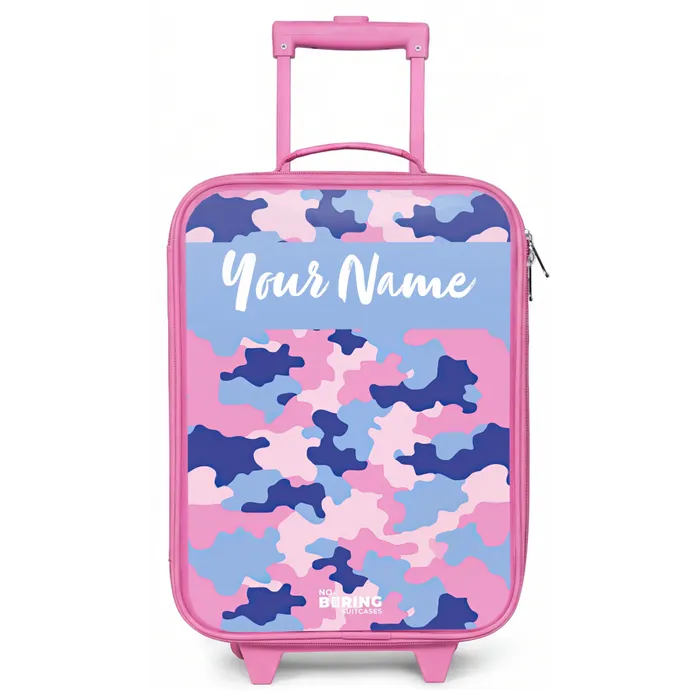 Camouflage - Roze - Blauw Kinderkoffer - Roze klein -zz3dotto