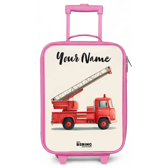 Brandweerwagen - Getekend - Rood Kinderkoffer - Roze klein -zz3dotto