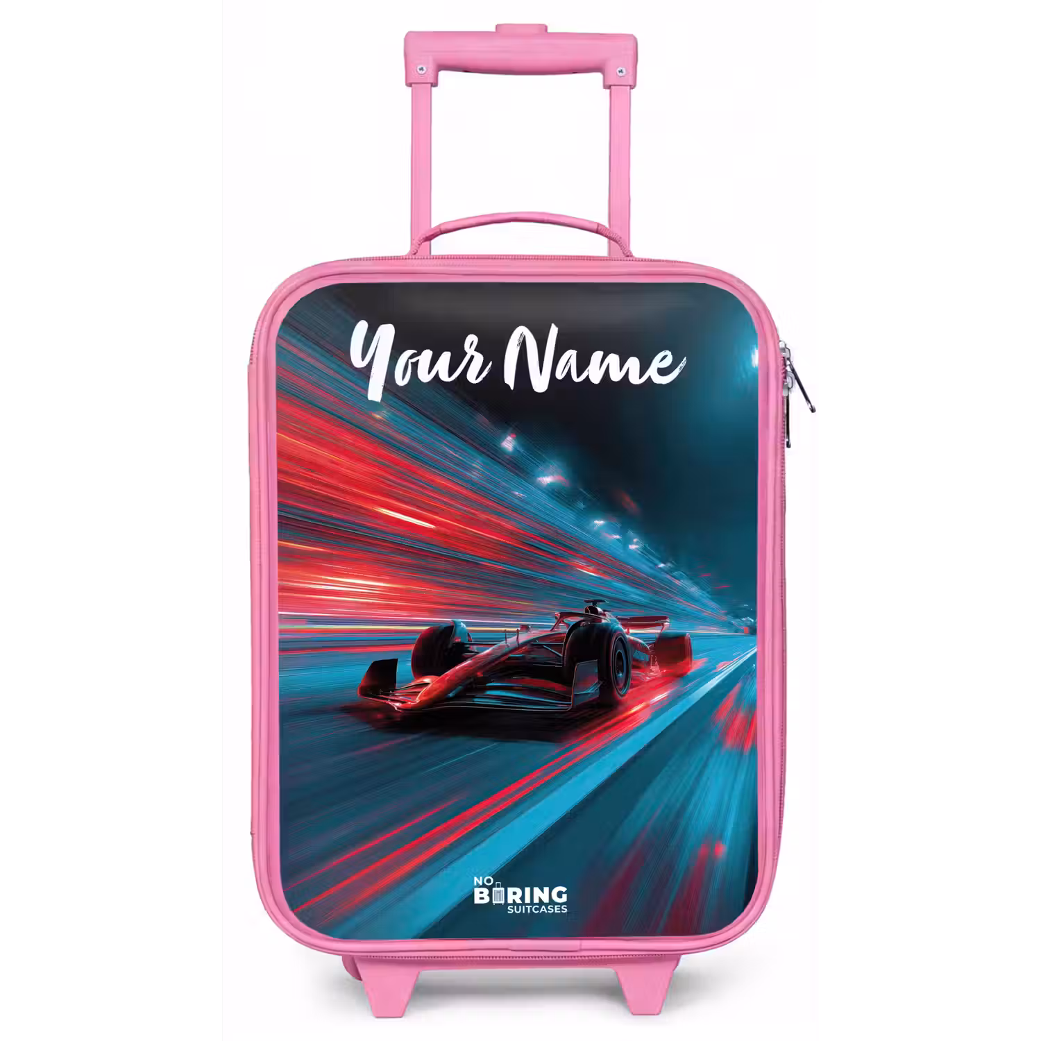 Formule 1 - Raceauto - Rood - Neonverlichting Kinderkoffer - Roze klein -zz3dotto
