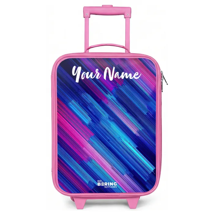 Neon - Strepen - Abstract - Blauw - Roze Kinderkoffer - Roze klein -zz3dotto