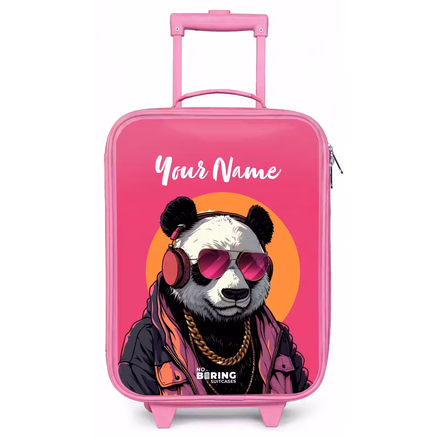 Panda met Koptelefoon, Zonnebril en Gouden Ketting Kinderkoffer - Roze klein -zz3dotto