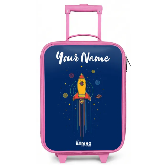 Raket - Planeten - Sterren Kinderkoffer - Roze klein -zz3dotto