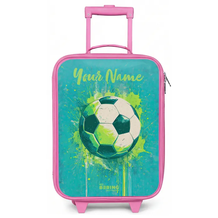 Voetbalvibes - Verfspatten - Groen - Blauw Kinderkoffer - Roze klein -zz3dotto