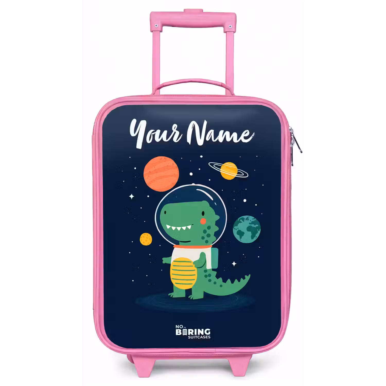 Ruimte - Dino - Planeten - Sterren Kinderkoffer - Roze klein -zz3dotto