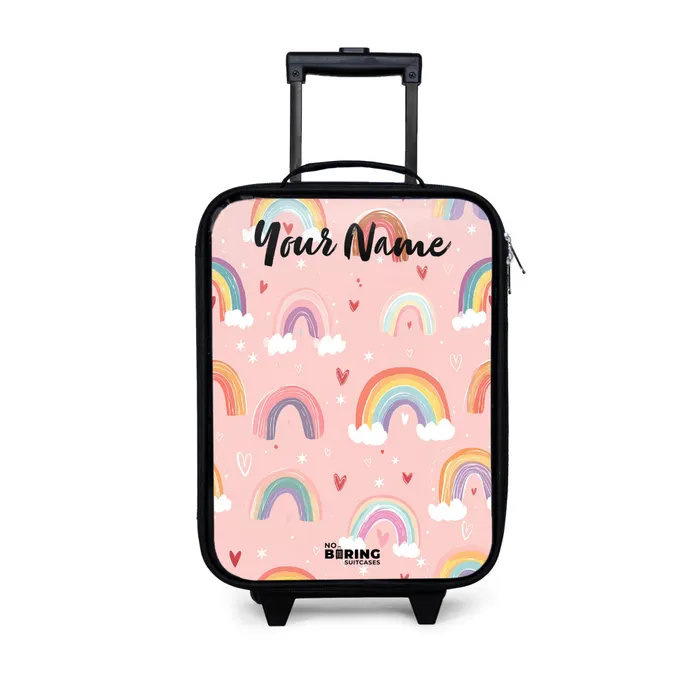 Regenboog - Patroon - Pastel Kinderkoffer - Zwart klein -3d