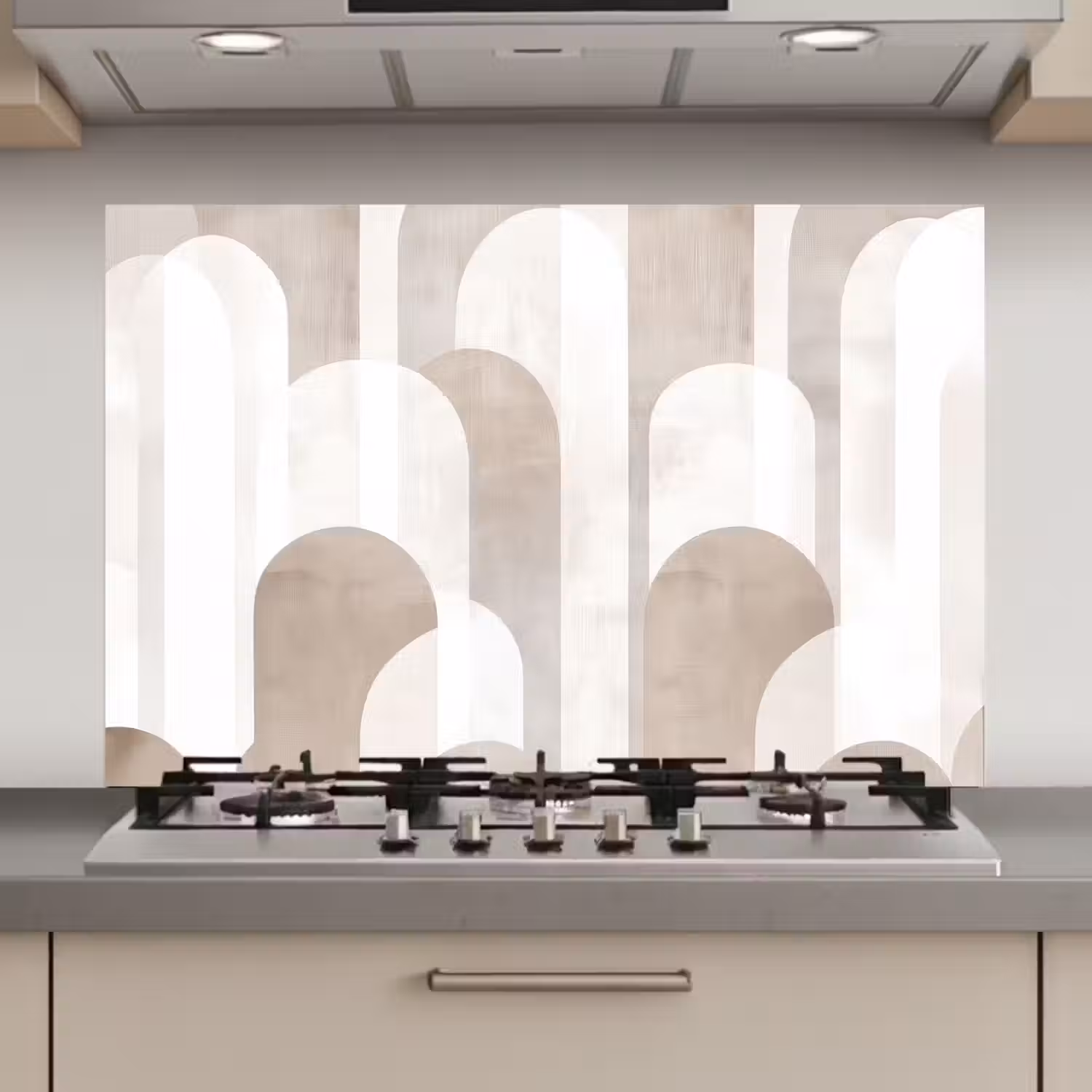 Abstracte bogen - Modern - Beige keuken achterwand spatscherm klein -3d_website