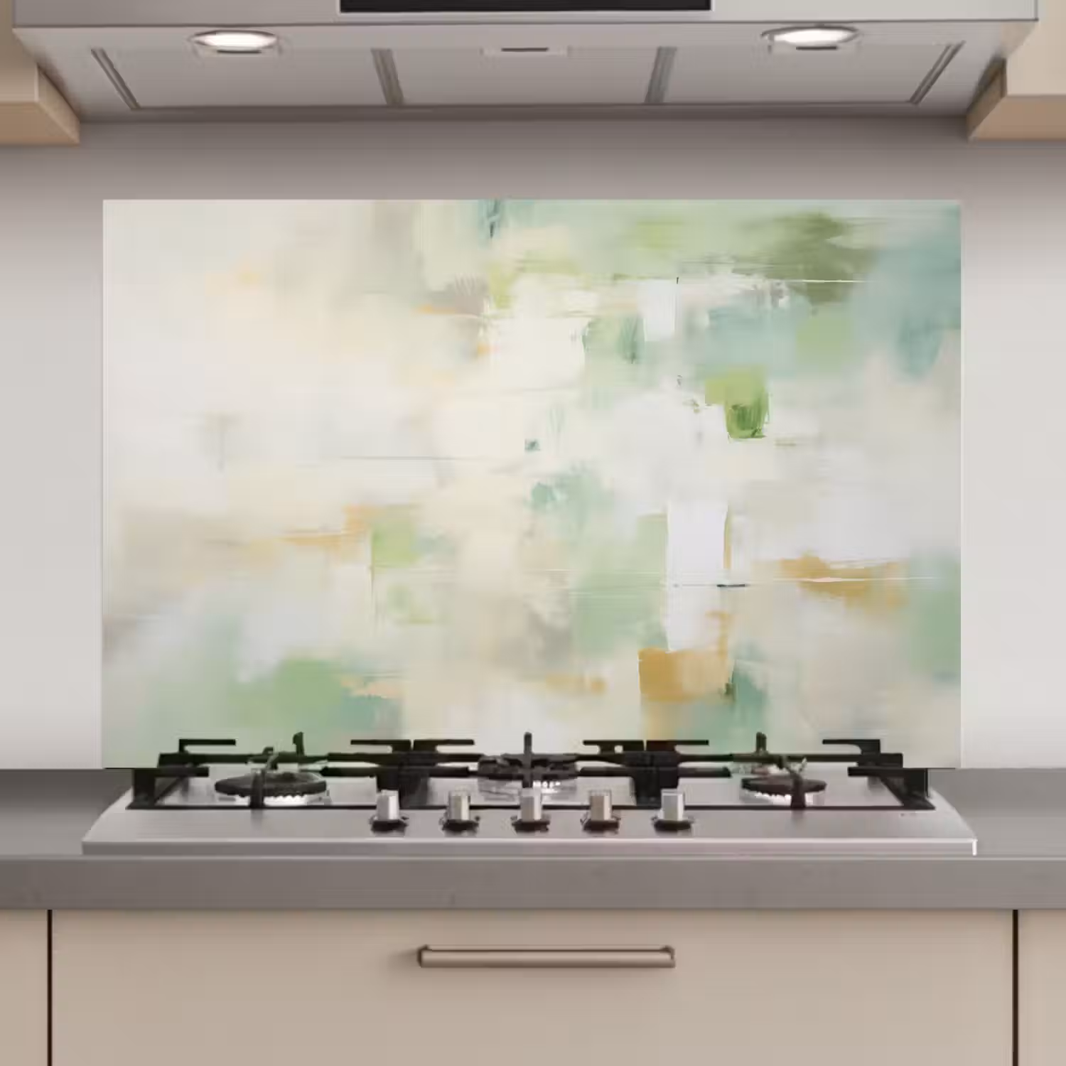 Abstract - Kunst - Wit - Groen - Modern keuken achterwand spatscherm klein -3d_website