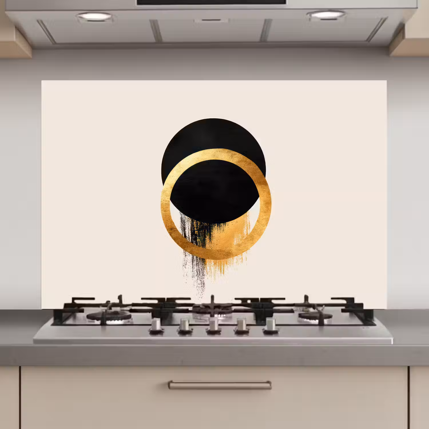 Abstract ontwerp - Zwarte cirkel - Verfvlekken keuken achterwand spatscherm klein -3d_website