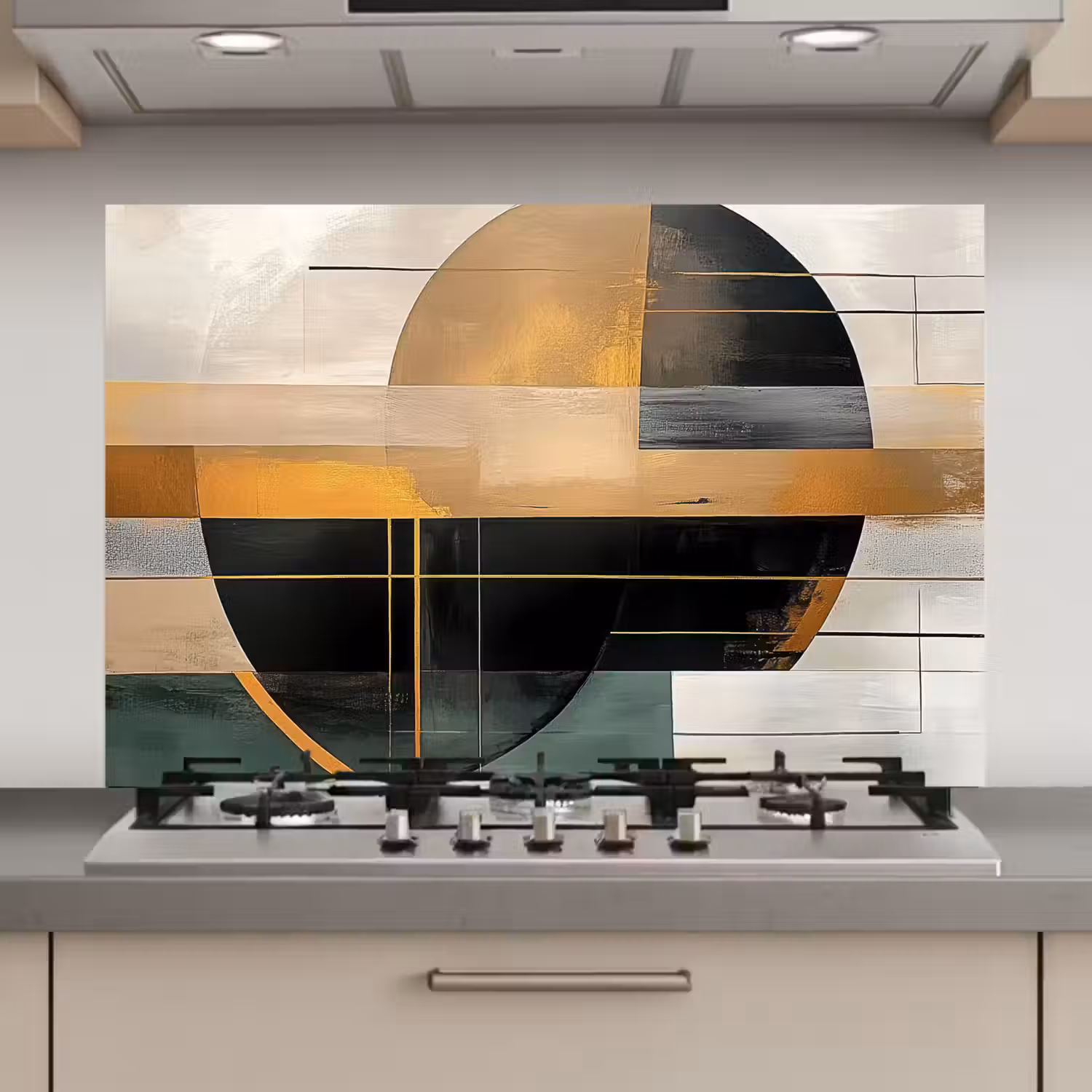 Abstract - Goud - Brons - Groen - Vormen - Modern keuken achterwand spatscherm klein -3d_website