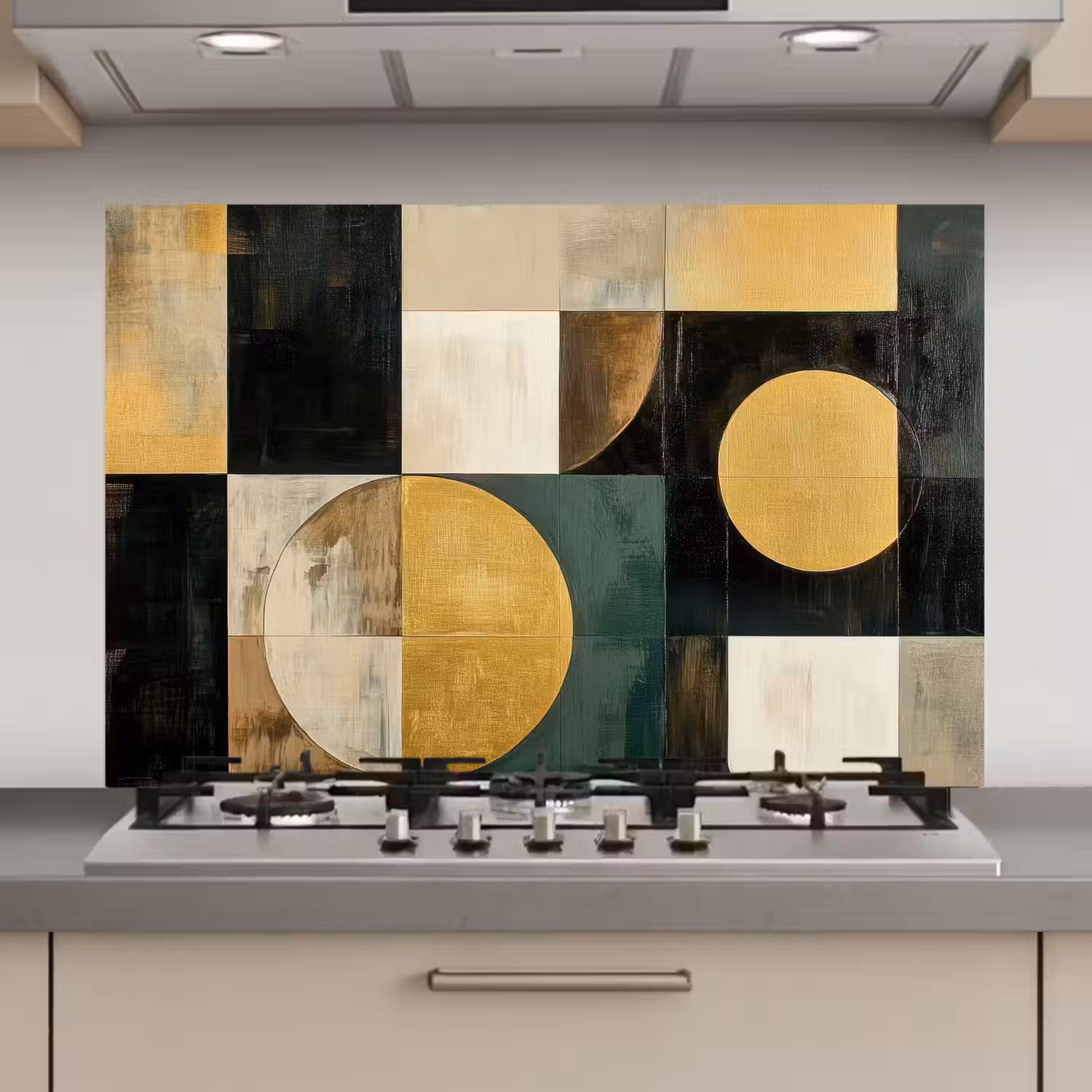 Abstract - Goud - Brons - Vormen - Geometrisch keuken achterwand spatscherm klein -3d_website