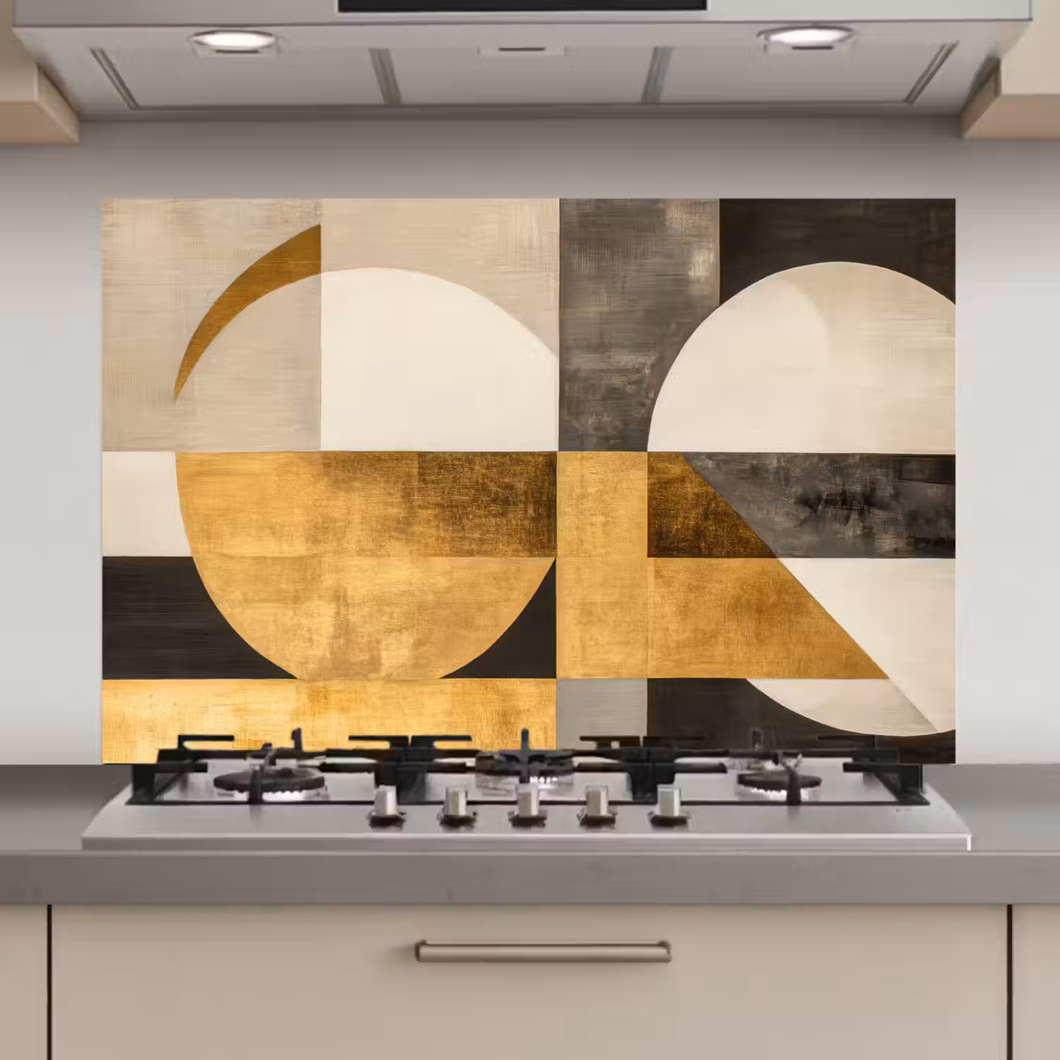 Abstract - Goud - Grijs - Vormen - Geometrisch keuken achterwand spatscherm klein -3d_website
