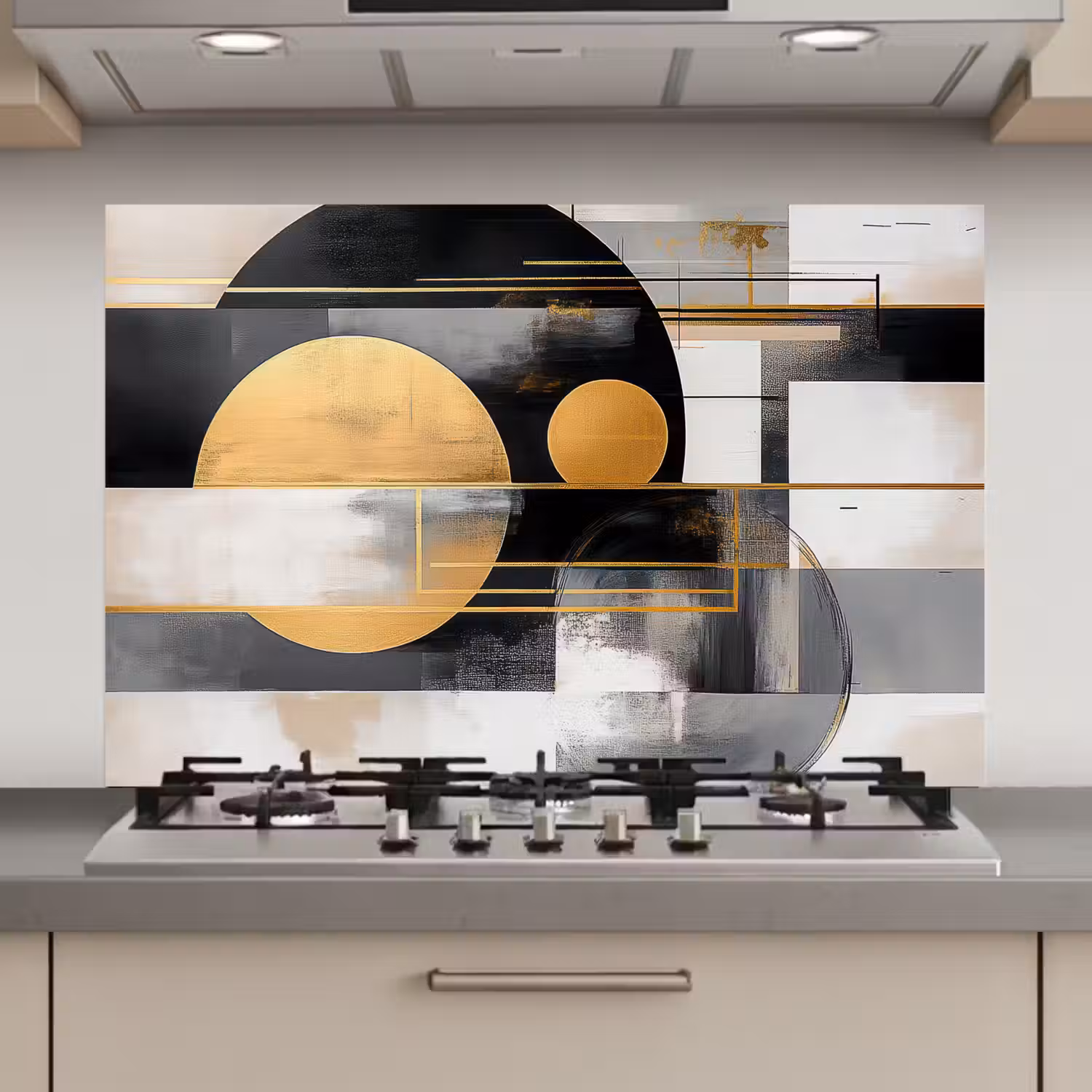 Abstract - Goud - Zilver - Vormen - Aesthetic - Modern keuken achterwand spatscherm klein -3d_website