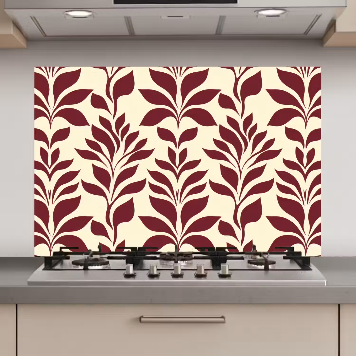 Abstract - Bladeren - Burgundy keuken achterwand spatscherm klein 900 -3d_website