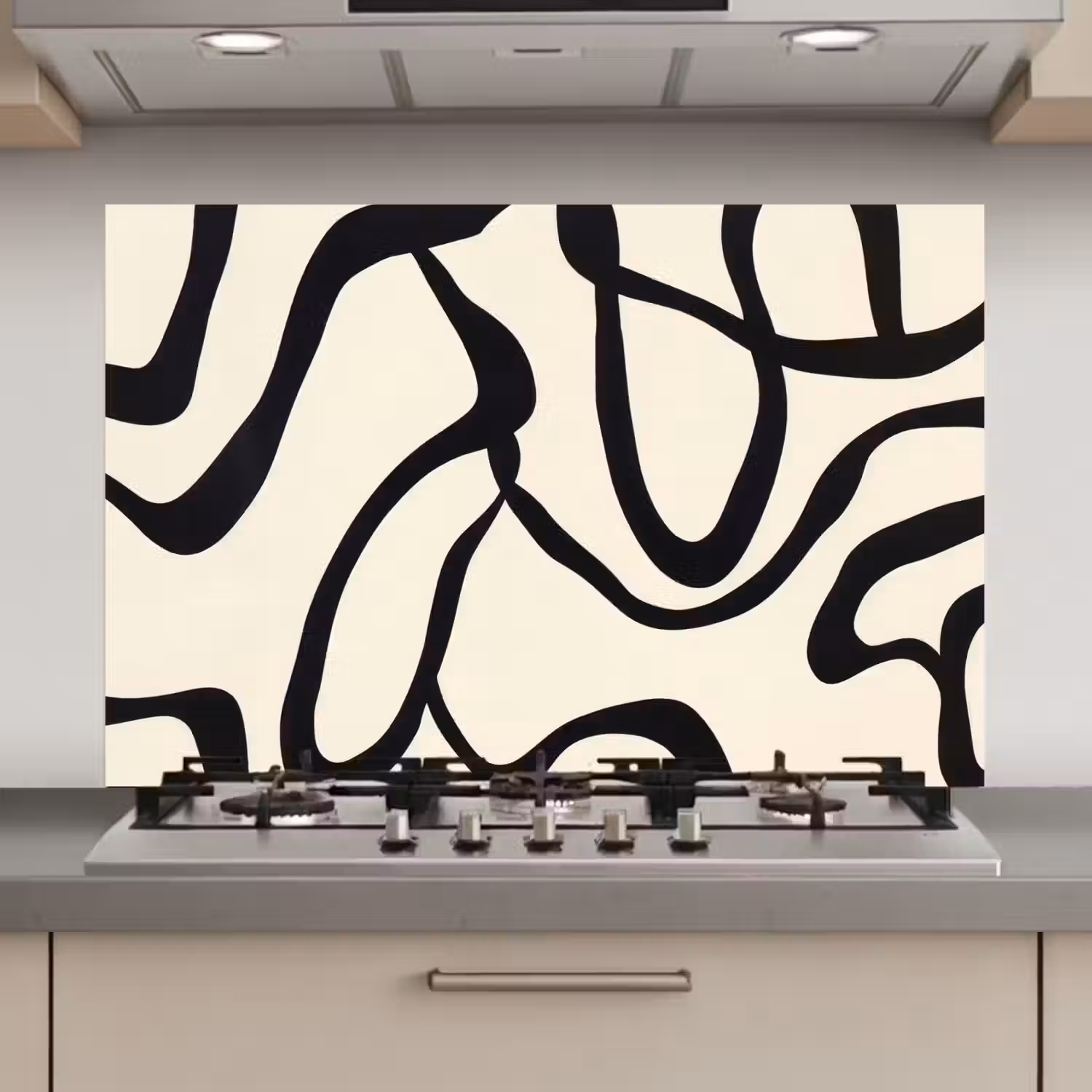Abstract - Lijnen - Modern - Beige keuken achterwand spatscherm klein -3d_website