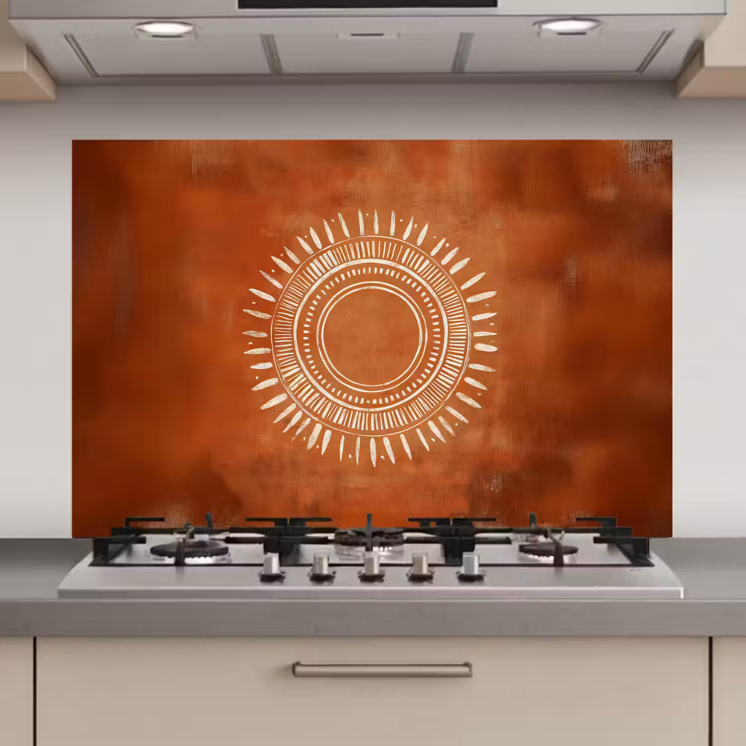Abstract - Lijnen - Zonnestralen - Roodbruin keuken achterwand spatscherm klein -3d_website