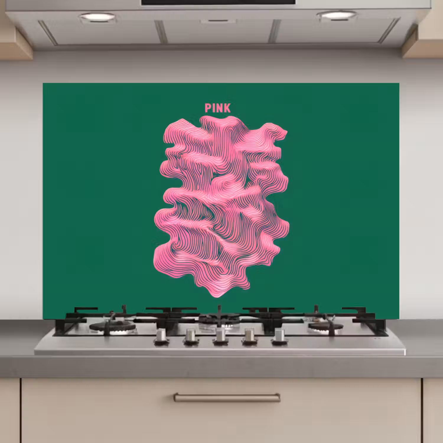 Abstract - Pink - Lijnen - Groen keuken achterwand spatscherm klein -3d_website