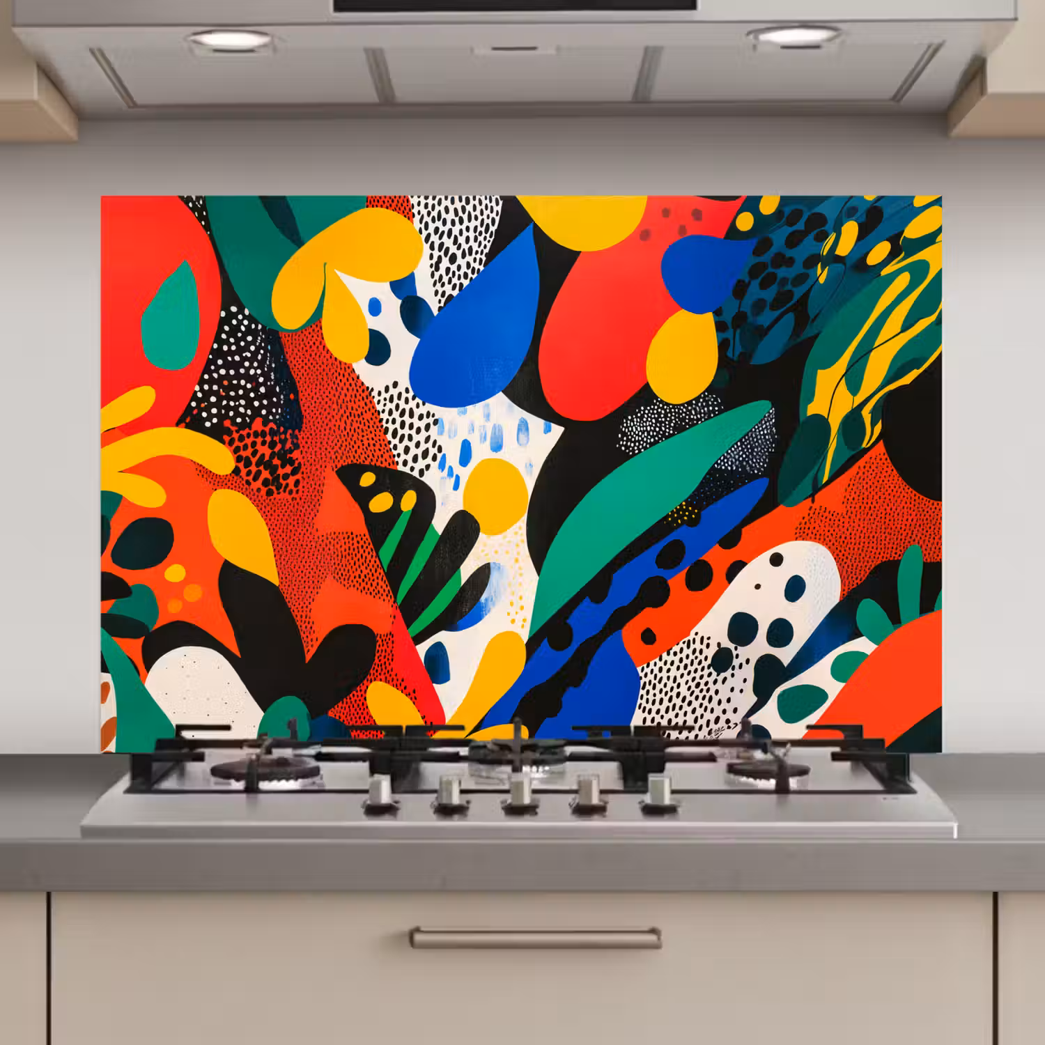 Abstract - Planten - Vormen - Kleurrijk keuken achterwand spatscherm klein -3d_website
