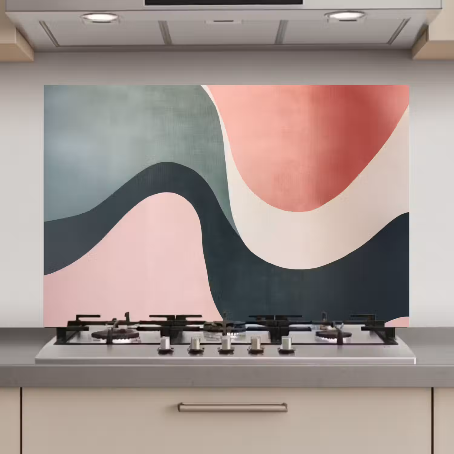 Abstract - Golven - Sierlijk - Roze keuken achterwand spatscherm klein -3d_website
