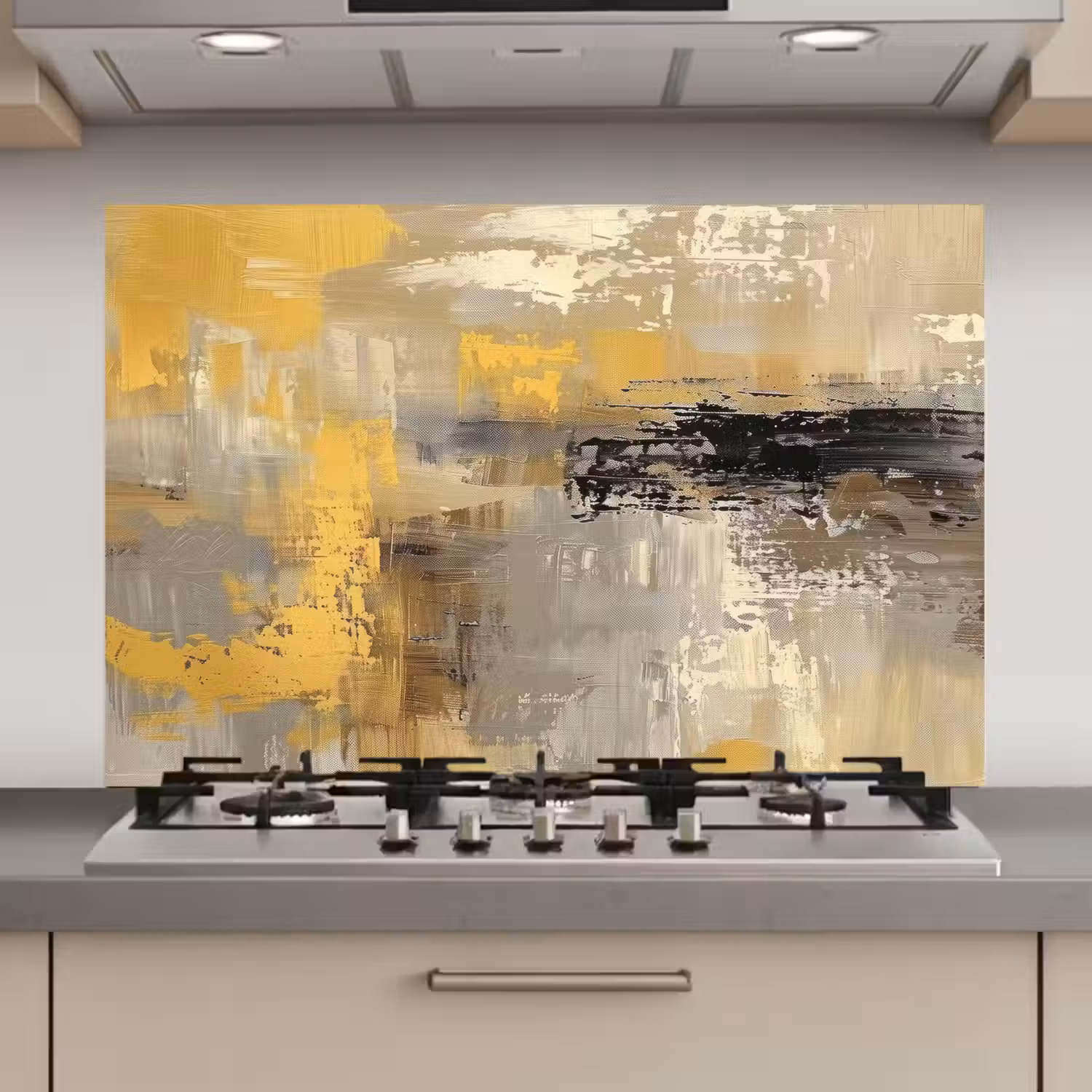 Abstract - Geel - Modern - Beige keuken achterwand spatscherm klein -3d_website