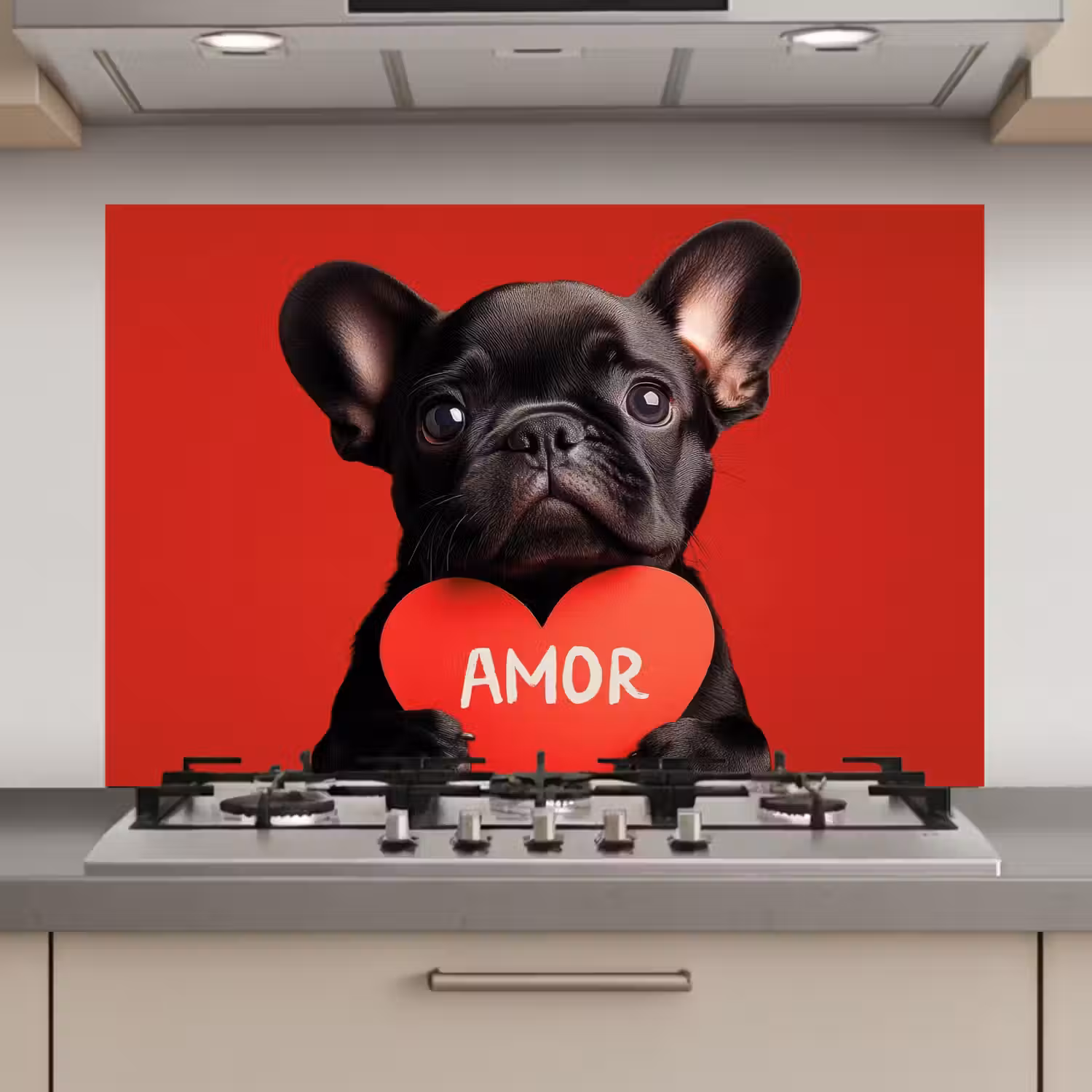 Amor - Hond - Hartje - Rood keuken achterwand spatscherm klein -3d_website