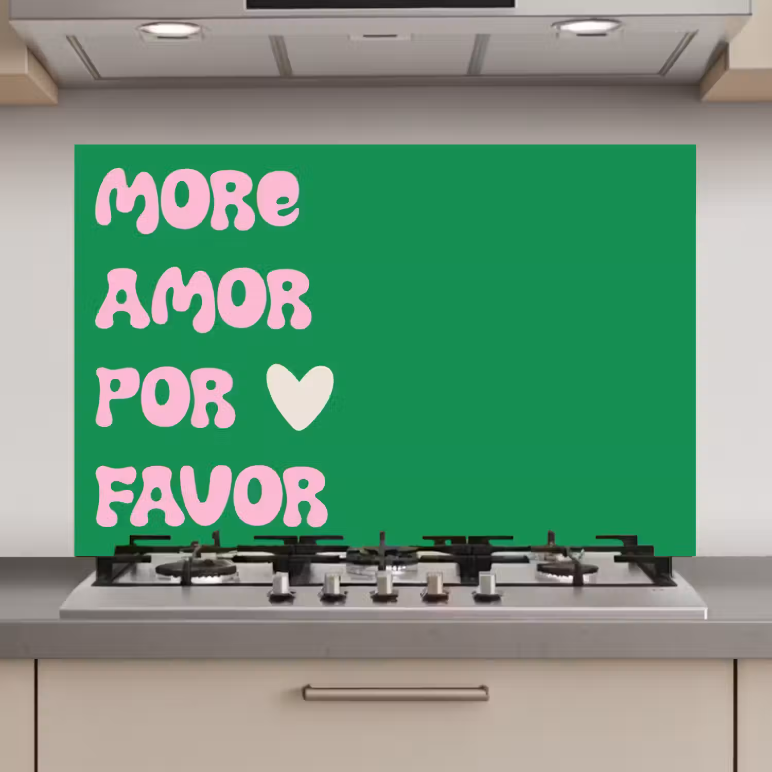 Amor - Valentijn - Groen - Tekst keuken achterwand spatscherm klein -3d_website