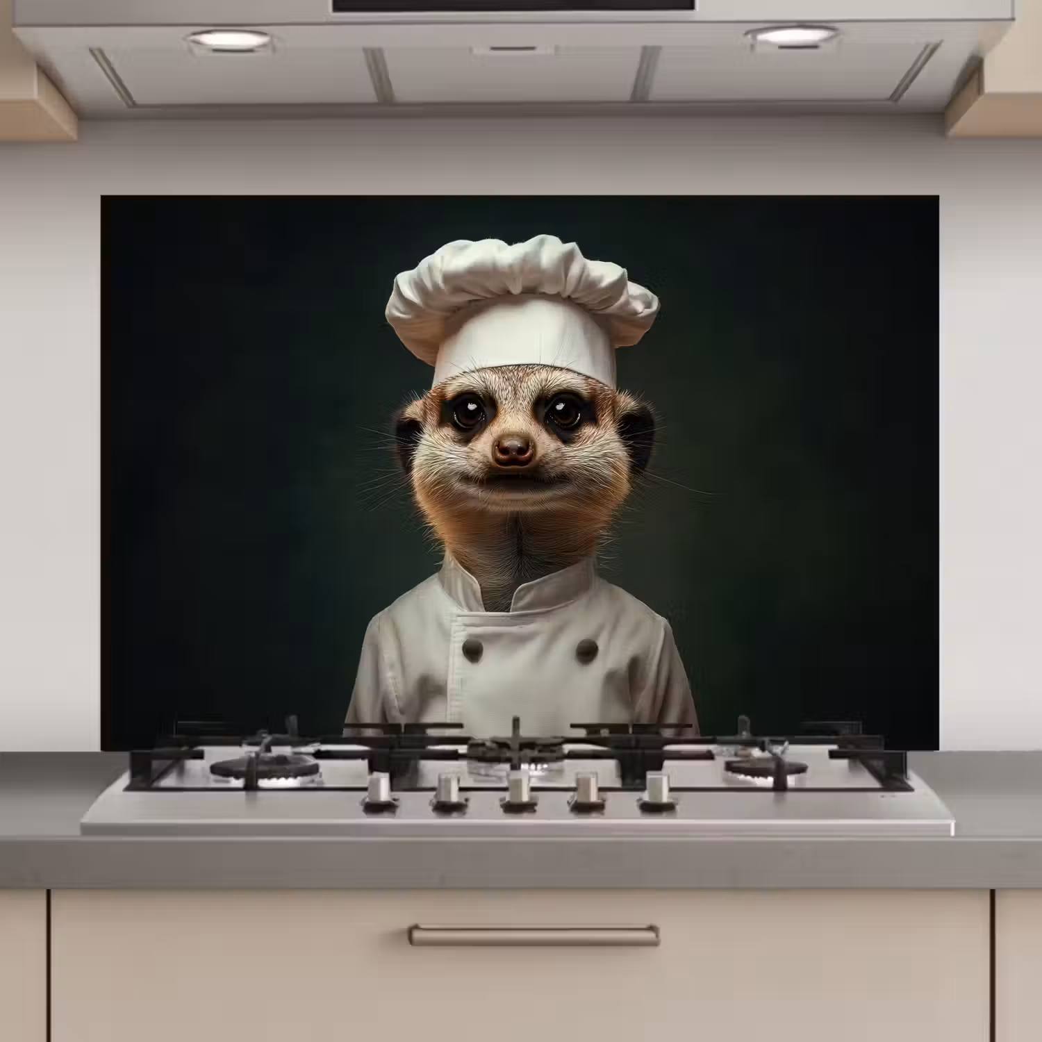 Dier - Kok - Stokstaartje keuken achterwand spatscherm klein -3d_website