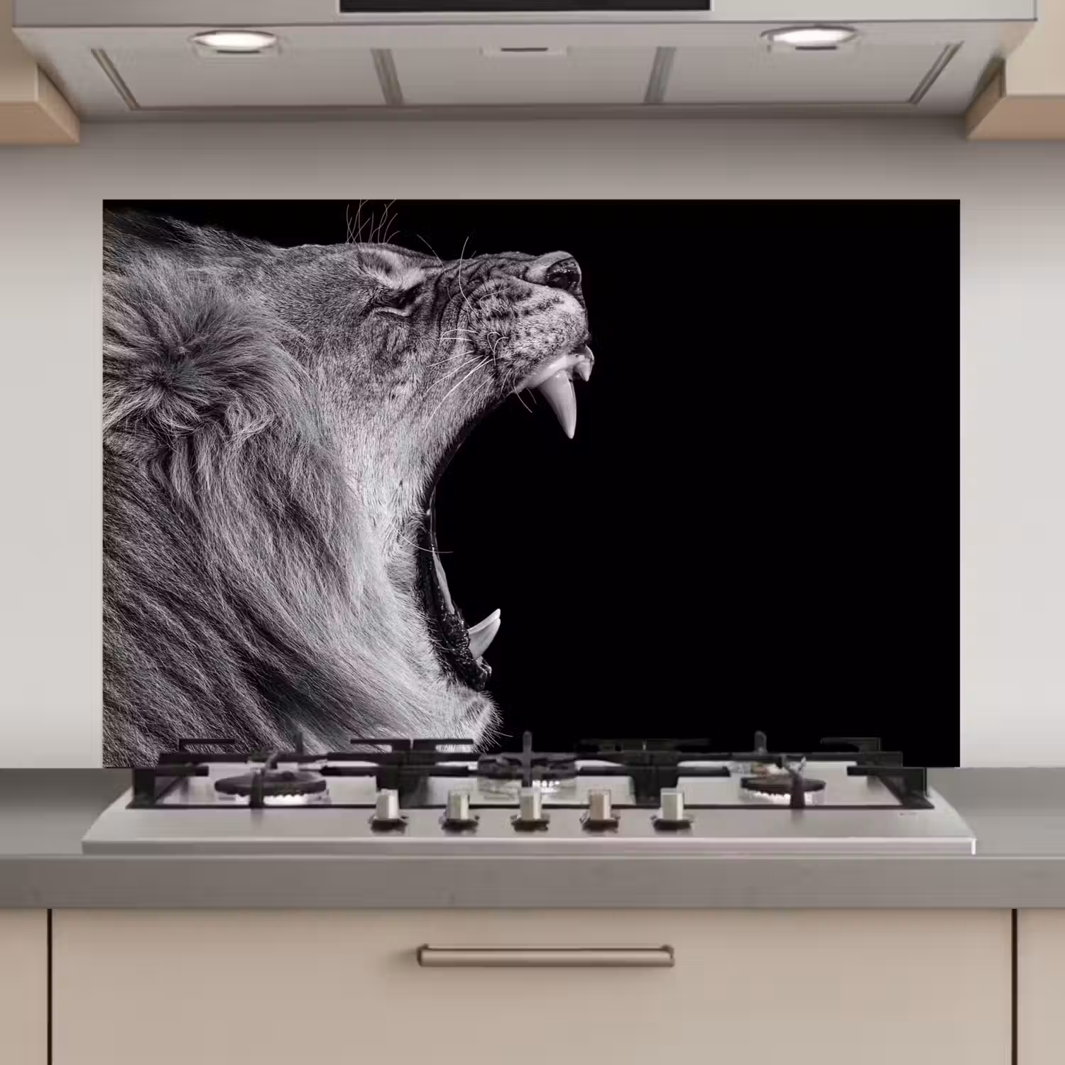 Dieren - Leeuw - Zwart - Wit - Portret keuken achterwand spatscherm klein -3d_website