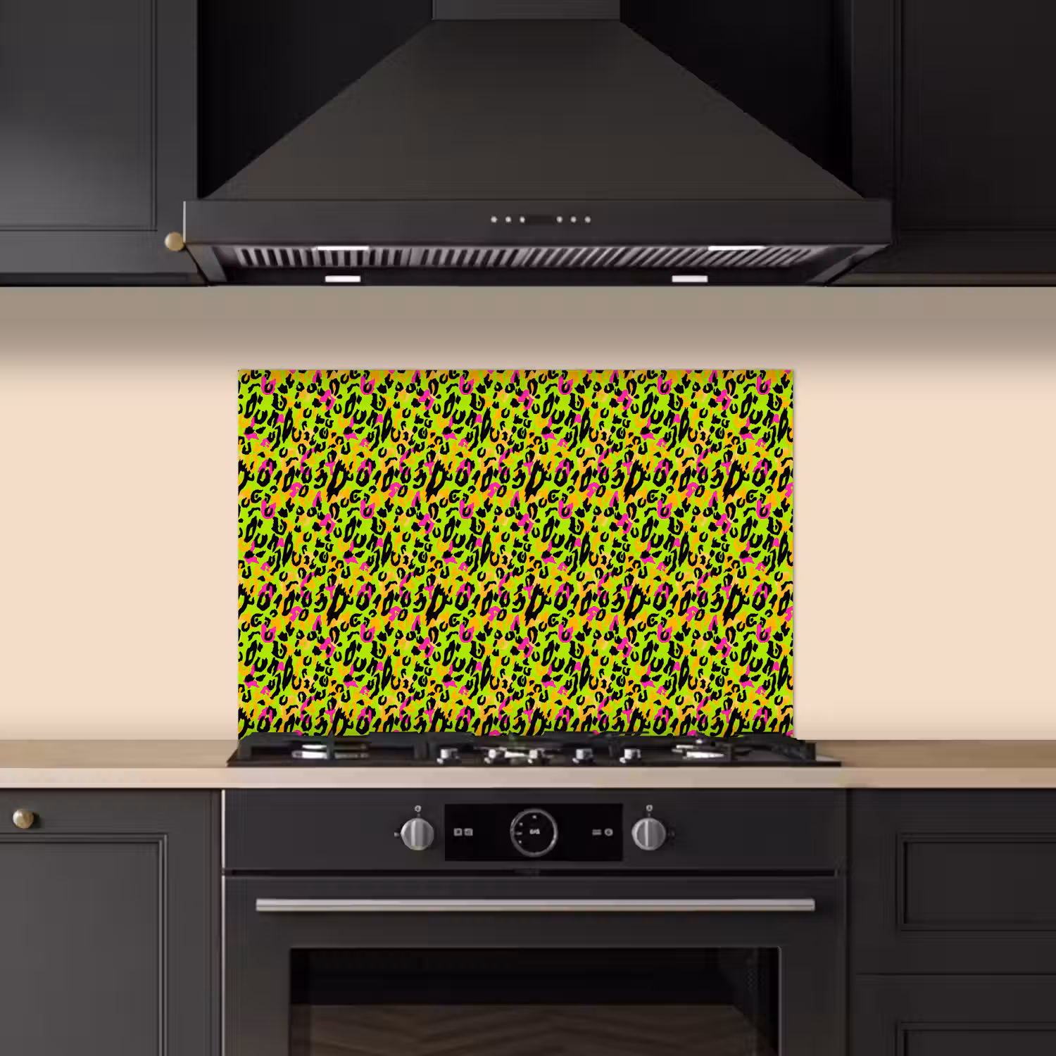 Dieren - Neon - Groen - Panterprint keuken achterwand spatscherm klein 900 -sfeer1