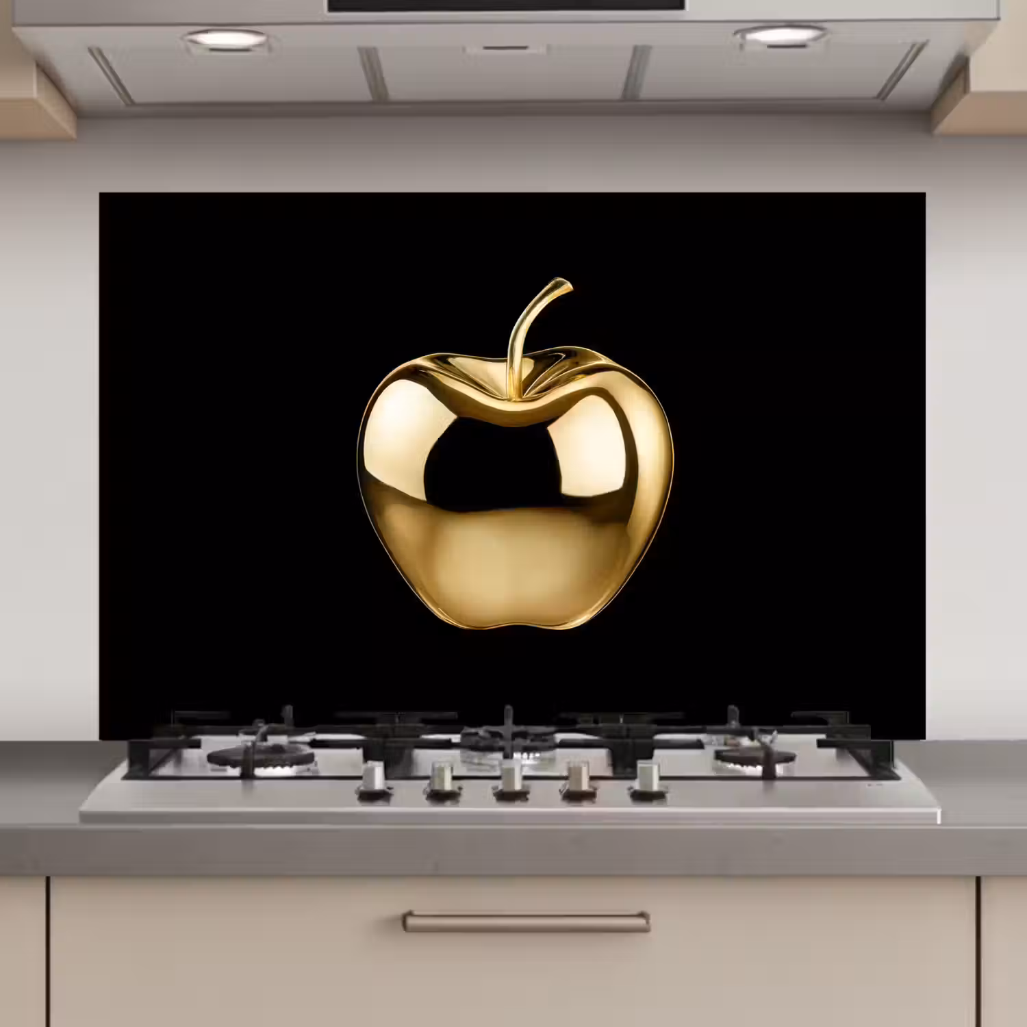 Appel - Goud - Chrome - Zwart keuken achterwand spatscherm klein -3d_website