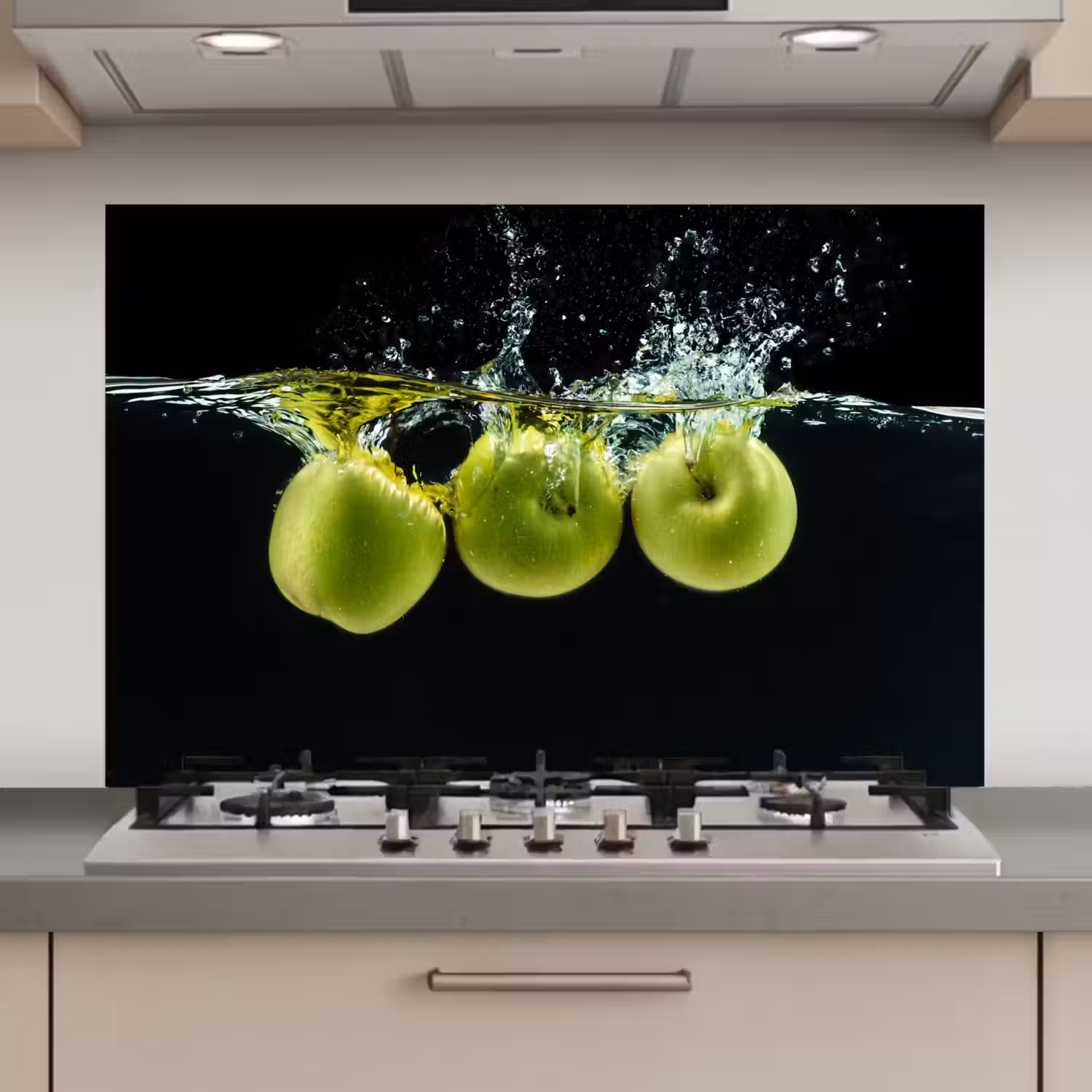 Appels - Fruit - Water - Zwart - Groen keuken achterwand spatscherm klein -3d_website