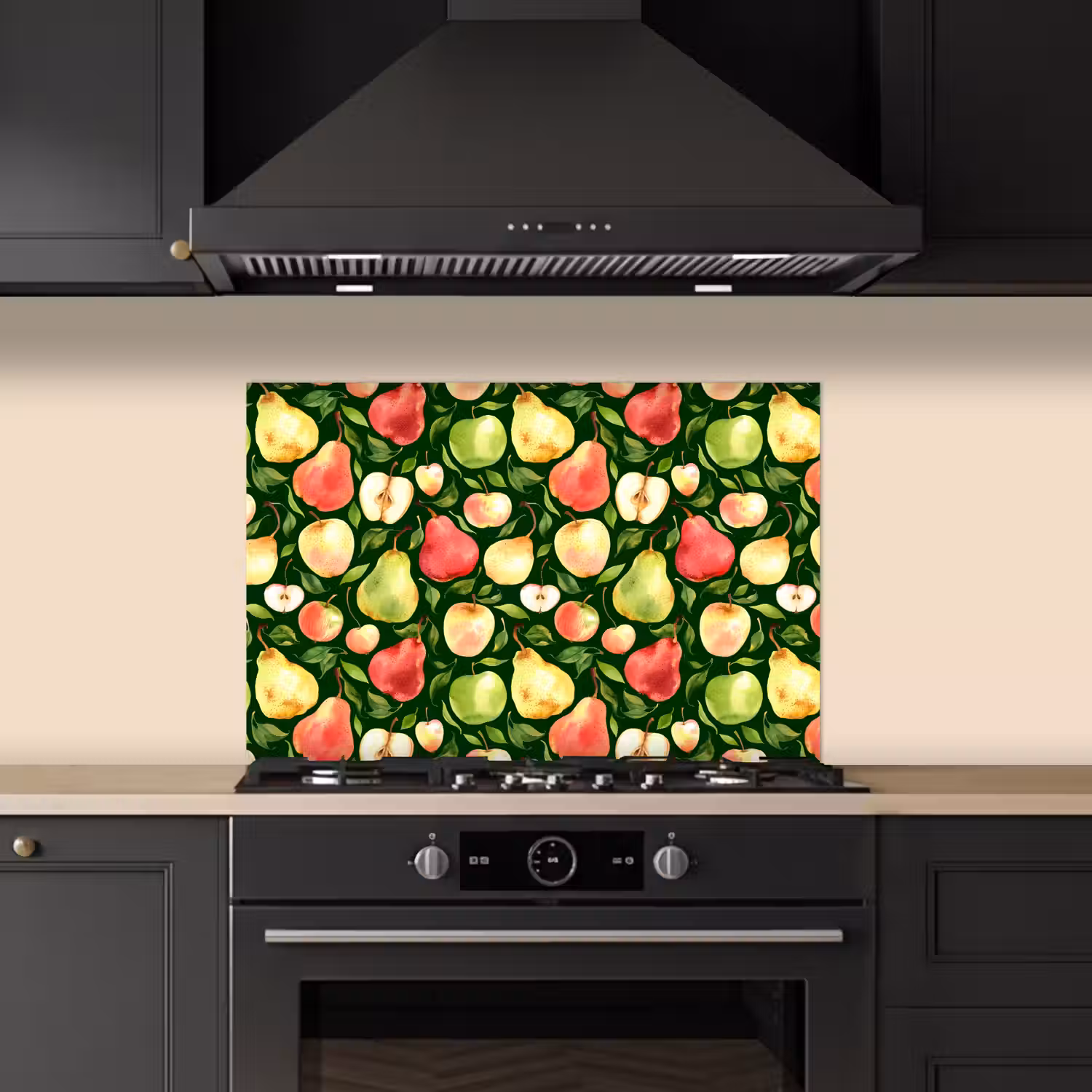 Appels - Peren - Fruit - Groen keuken achterwand spatscherm klein 900 -sfeer1