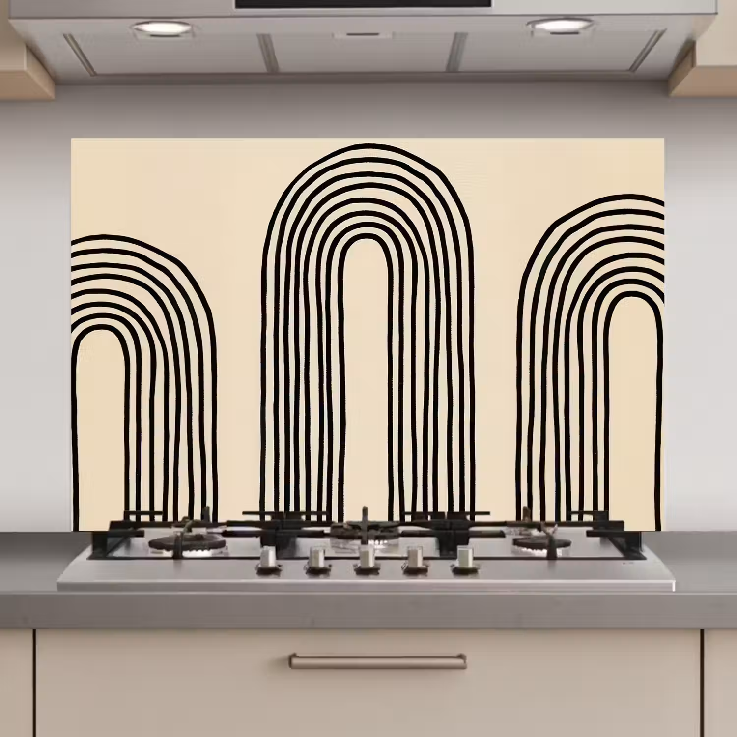Boogvormen - Zwart - Strak keuken achterwand spatscherm klein -3d_website