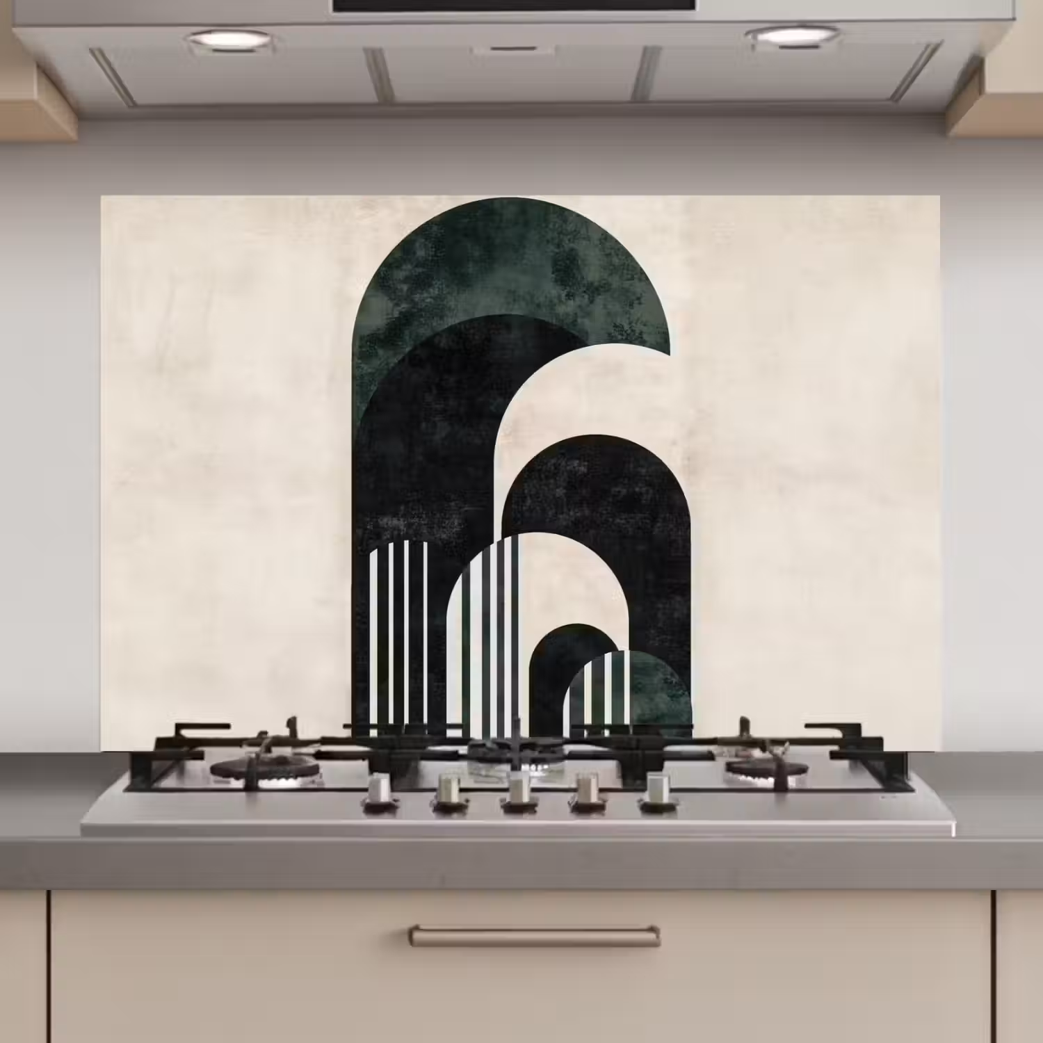 Bogen - Donkergroen - Lijnen keuken achterwand spatscherm klein -3d_website