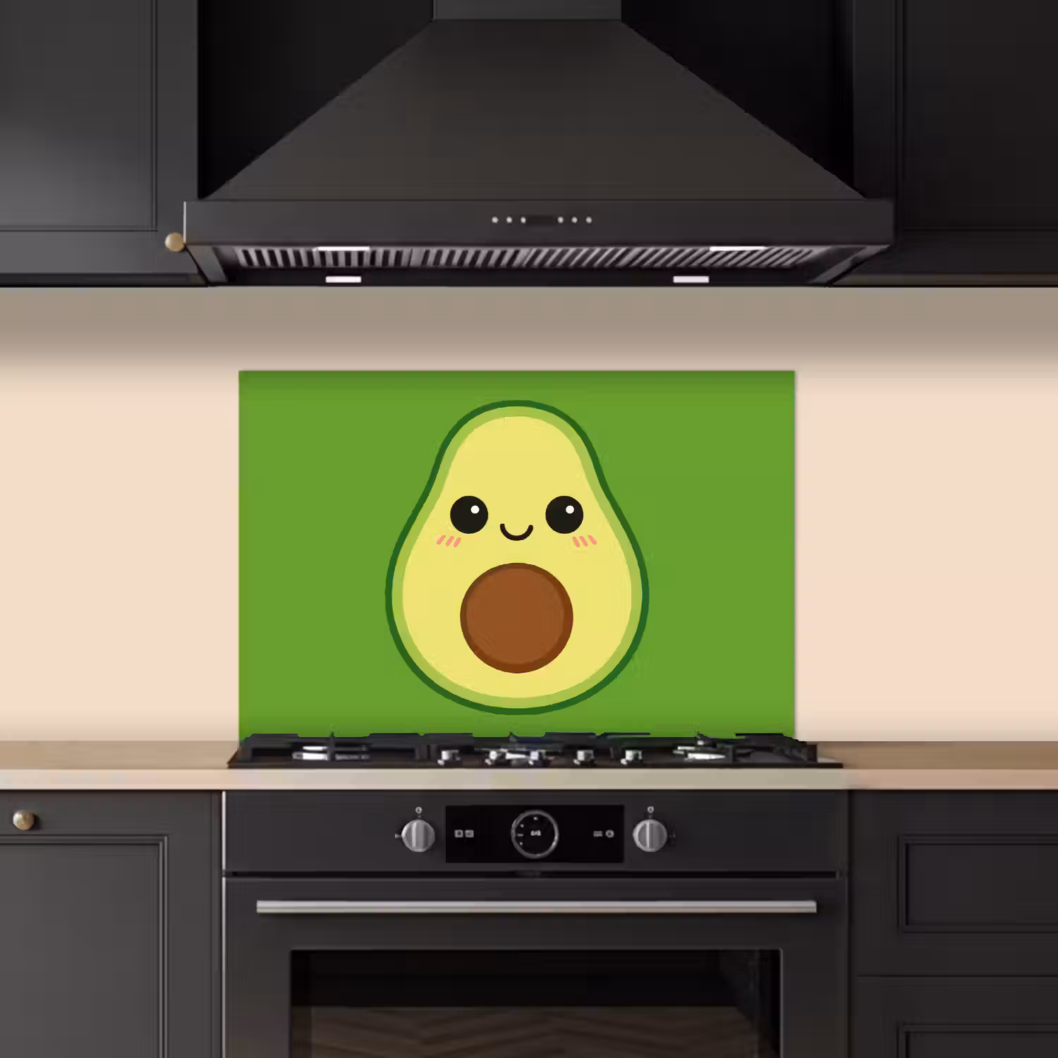 Avocado - Groen - Speels keuken achterwand spatscherm klein -sfeer1