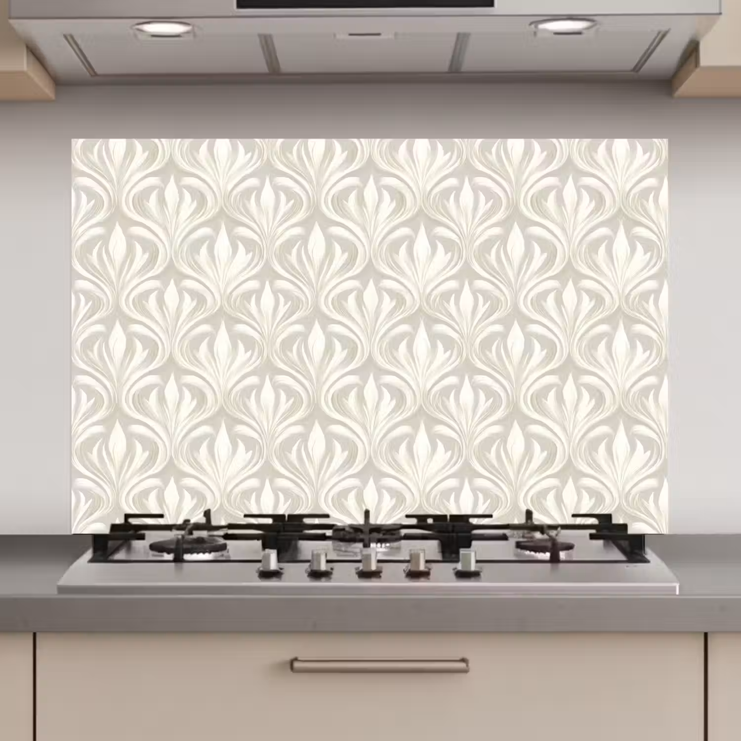 Barok - Patroon - Beige keuken achterwand spatscherm klein 900 -3d_website