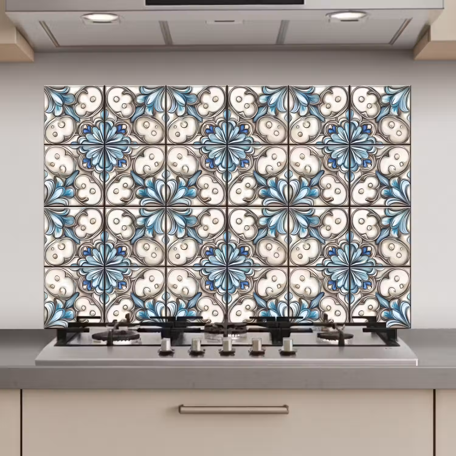 Barok - Tegel - Kleurrijk keuken achterwand spatscherm klein 900 -3d_website