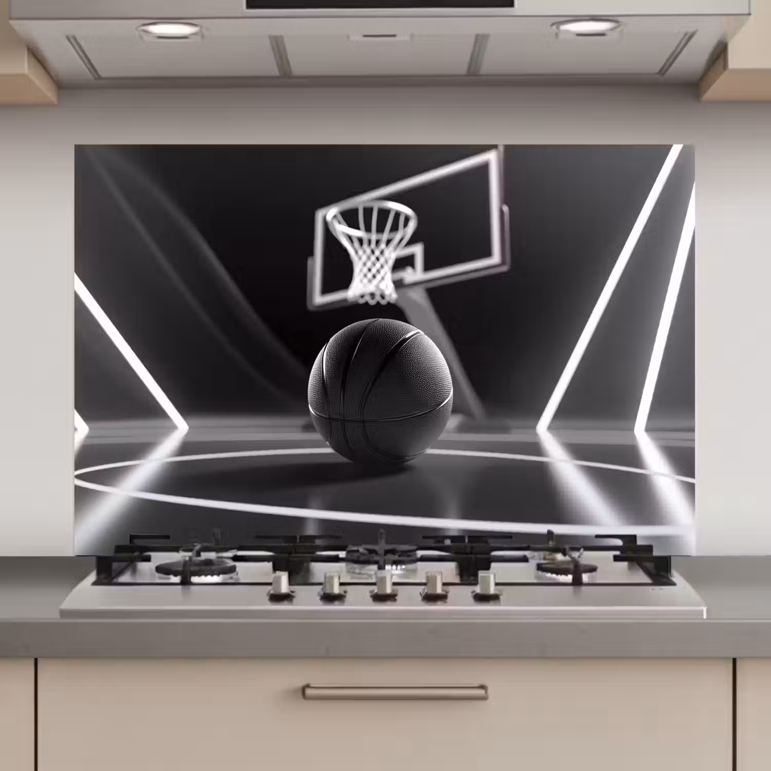 Basketbal - Basketbalveld - Lichtlijnen keuken achterwand spatscherm klein -3d_website