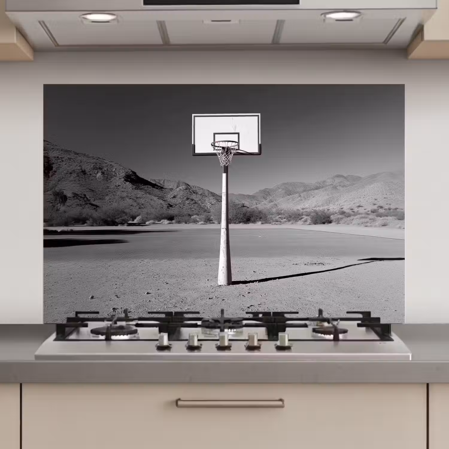 Basketbalpaal - Landschap - Zand - Wit keuken achterwand spatscherm klein -3d_website