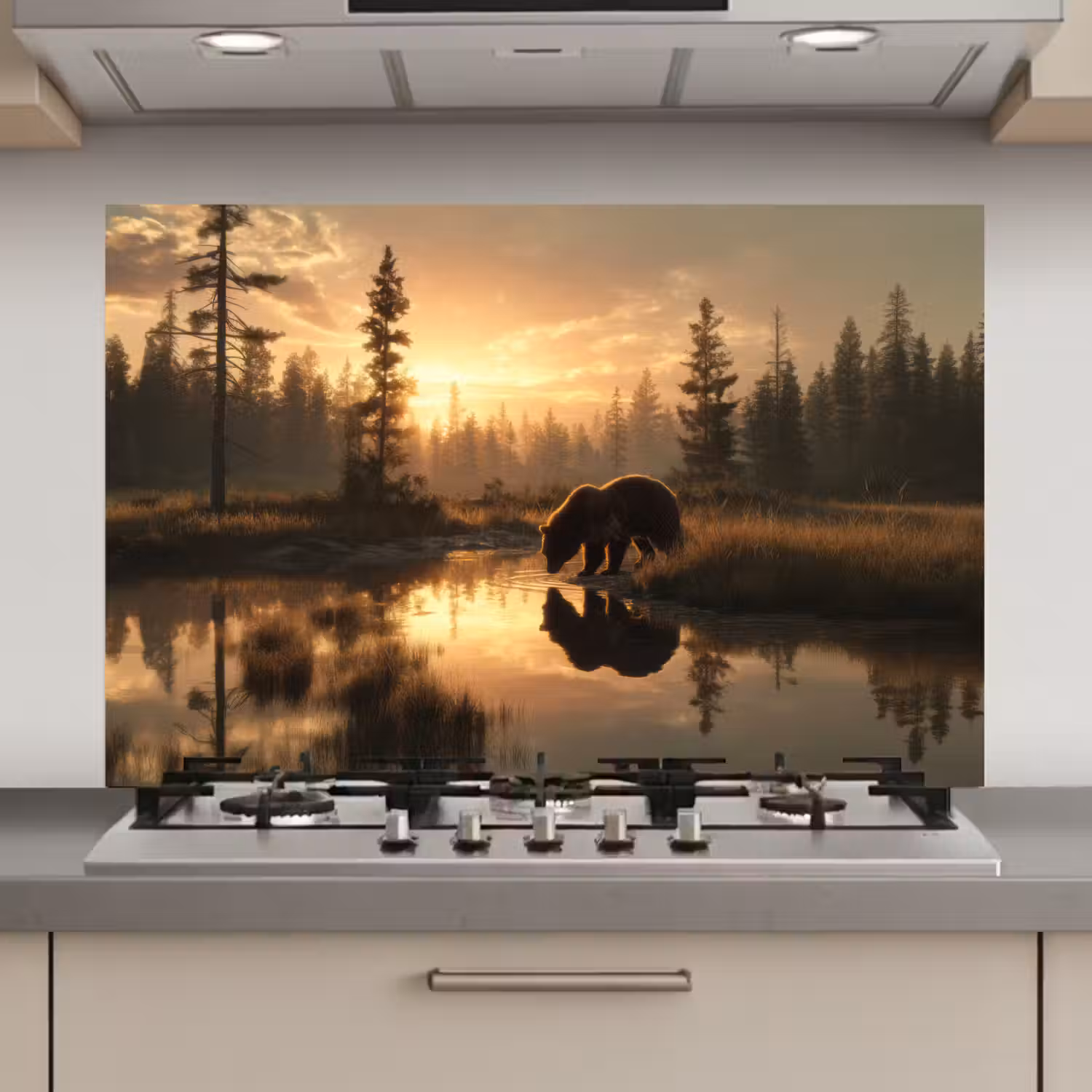 Beer - water - Bos - Ochtendlicht keuken achterwand spatscherm klein -3d_website