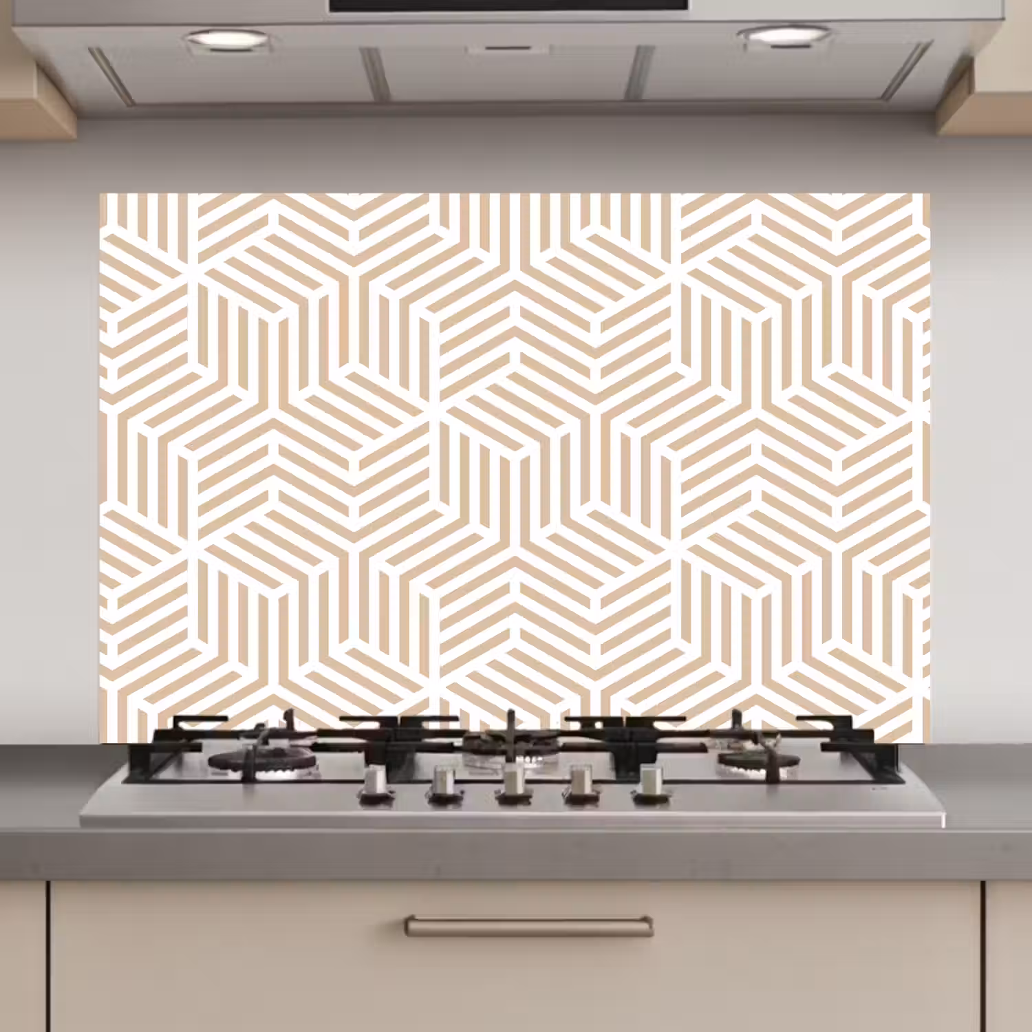 Beige - Geometrie - Patronen - Abstract keuken achterwand spatscherm klein 900 -3d_website