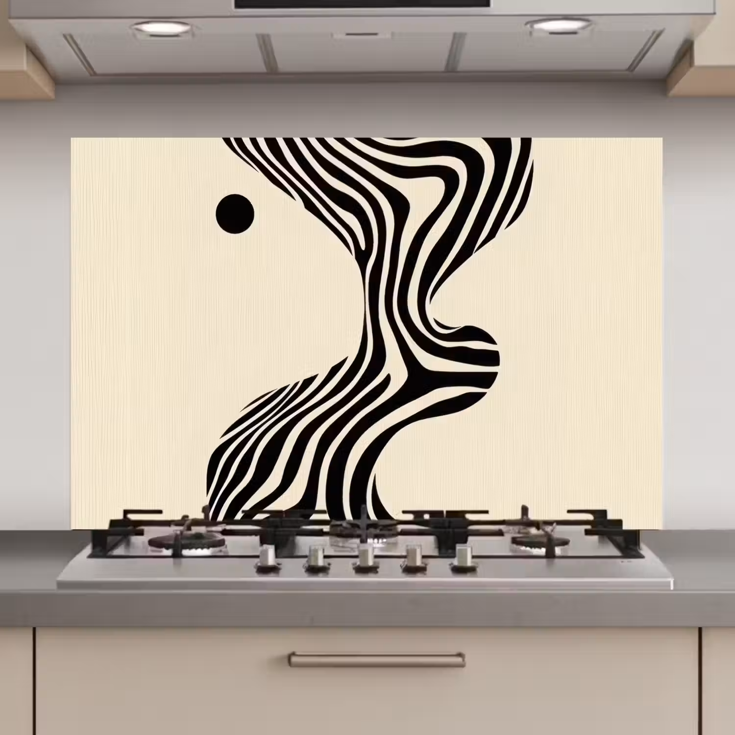Beige - Lijnen - Golvend - Abstract keuken achterwand spatscherm klein -3d_website