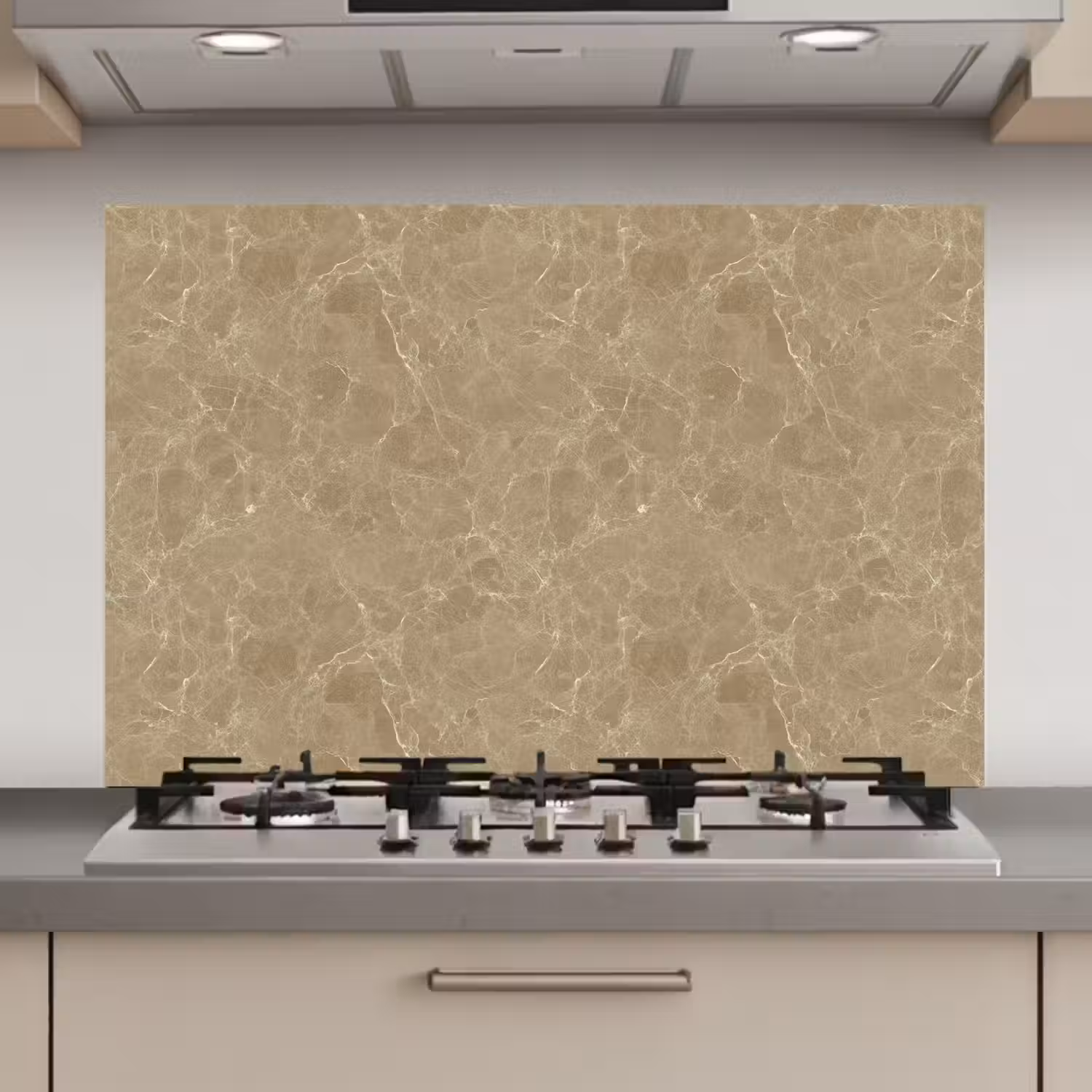 Beige - Marmer - Witte aders keuken achterwand spatscherm klein 900 -3d_website