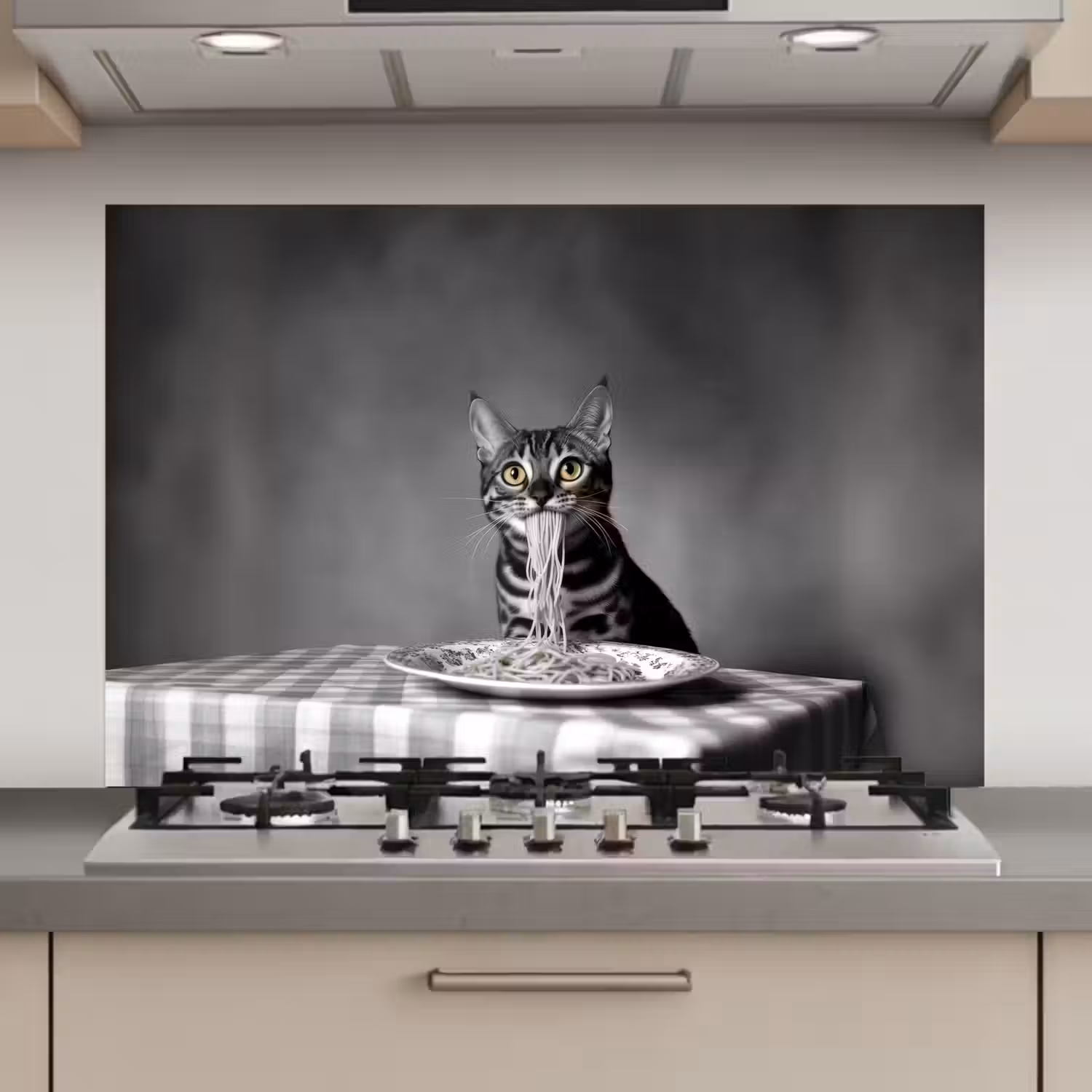 Bengaal - Kat - Tafelkleed - Zwart - Wit - Dier keuken achterwand spatscherm klein -3d_website